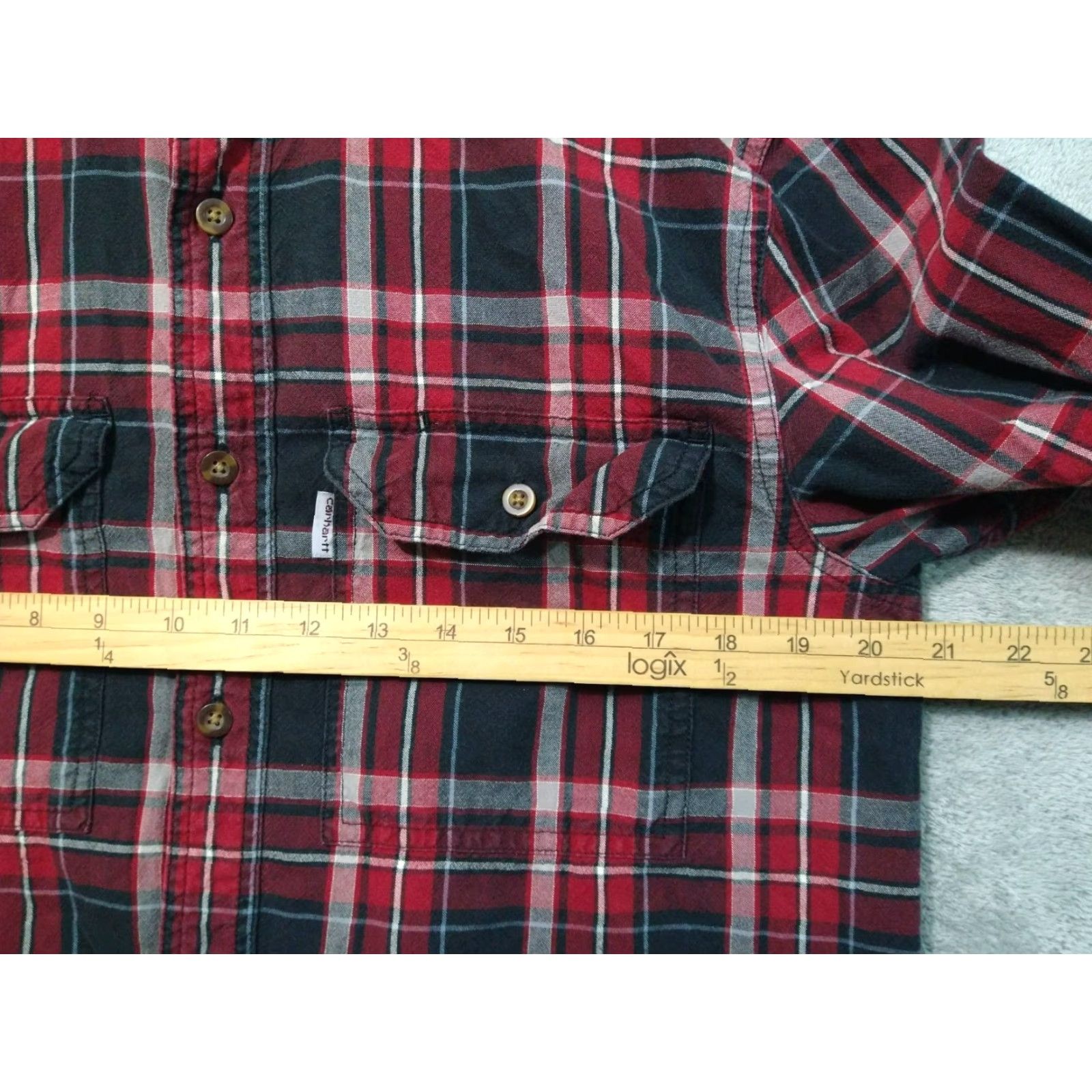 Carhartt Carhartt Shirt Mens Medium Black Red Plaid Relaxed Fit Long Sleeve Button Down Shirt - Carhartt Button-Up Casual Workwear Mens Size US M / EU 48-50 / 2 - 5 Thumbnail