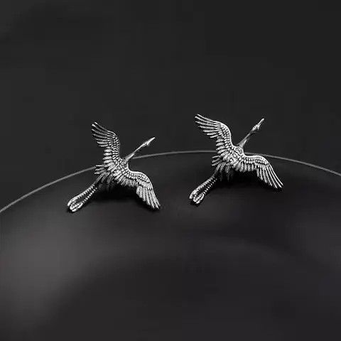 Jewelry Crane Bird Earrings Gothic Punk Jewelry Spike Size ONE SIZE - 2 Thumbnail