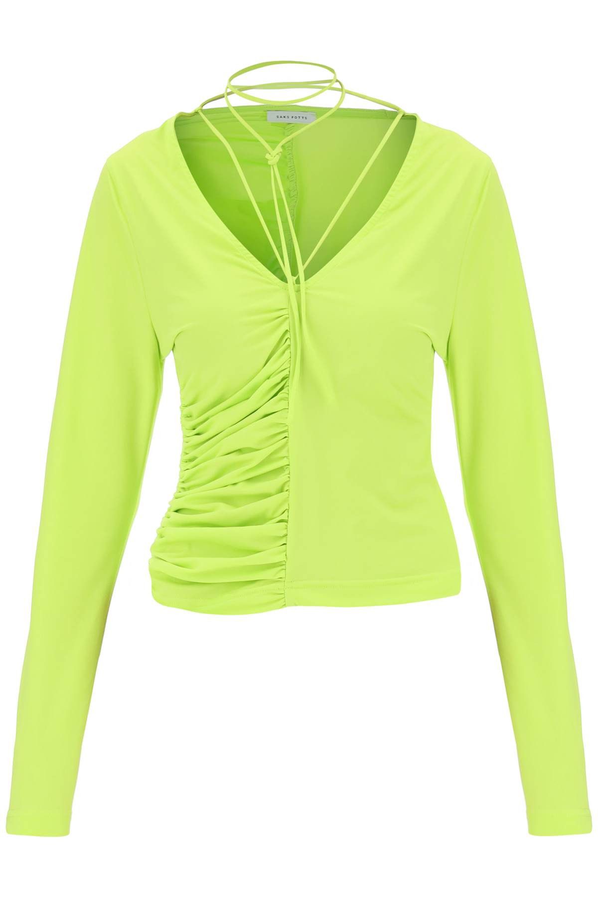 Image of Saks Potts 'buta' Ruched Top in Neon Green, Women's (Size XS)