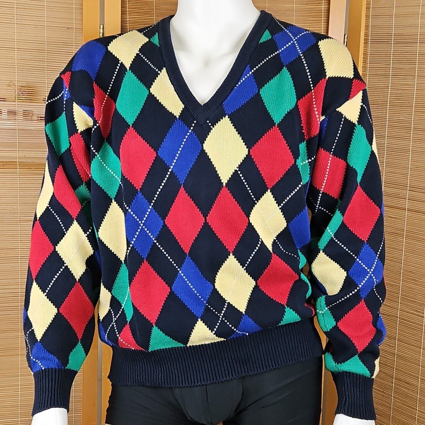 Pringle Of Scotland Pringle Argyle Sweater Mens L Preppy Cotton Heavyweight V Ne Size US L / EU 52-54 / 3 - 2 Thumbnail