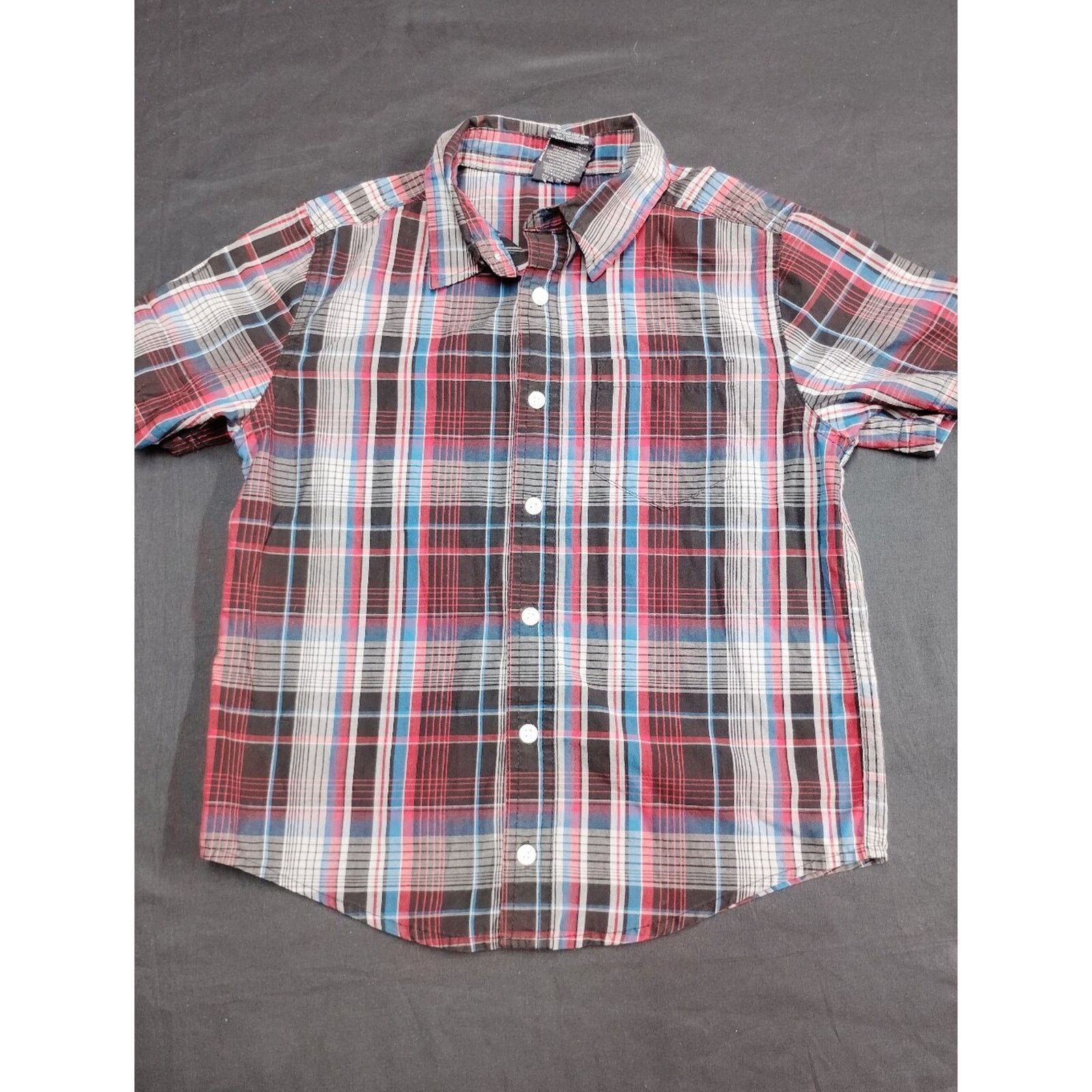 Faded Glory Red & Blue Plaid Short-Sleeve Button-Up Shirt Size M / US 6-8 / IT 42-44 - 1 Thumbnail