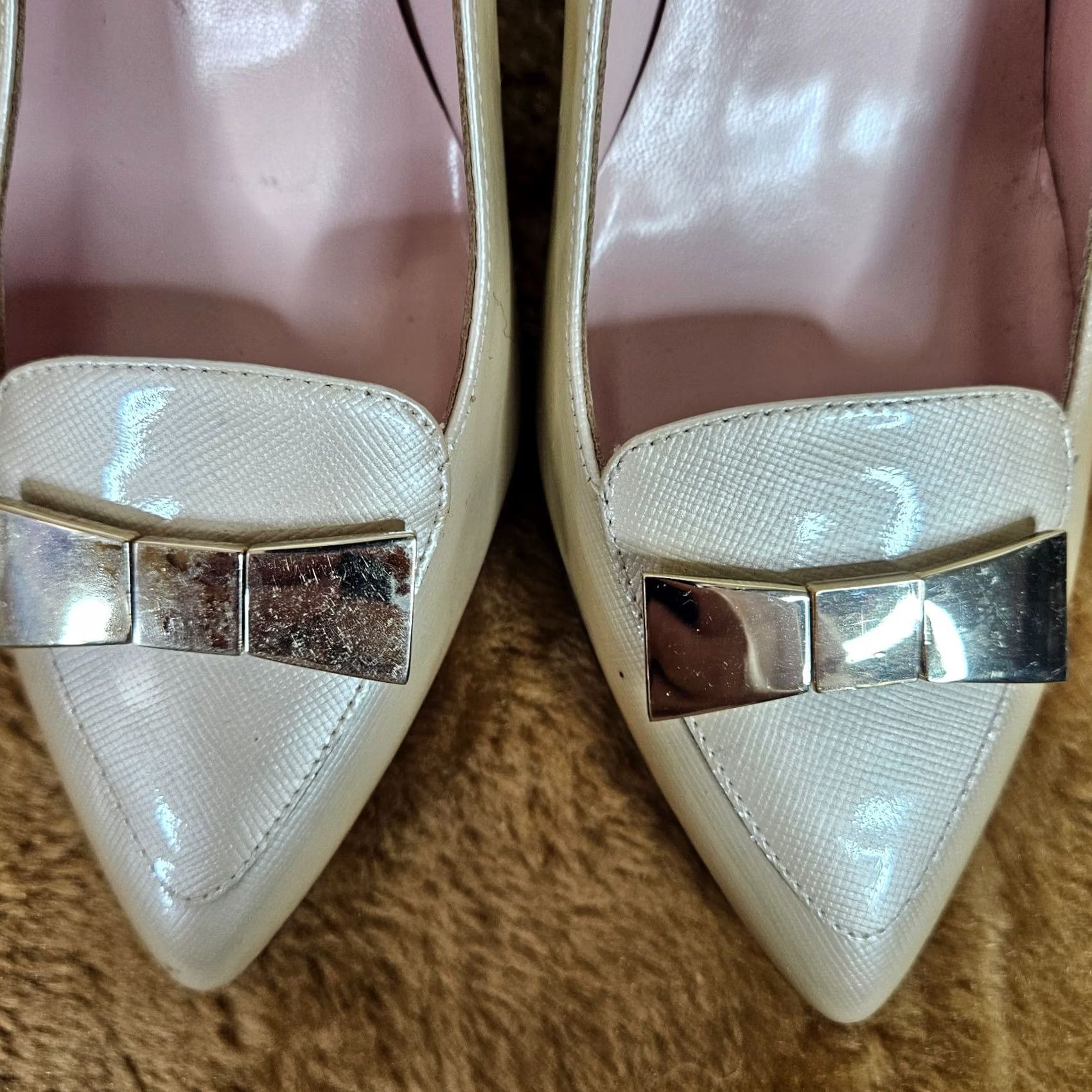 Vintage kate spade new york Women's Pointy Toe Pumps Heel Size 6.5C Yellow Floral Metal Stiletto Pump Casual Shoes Ladies Shoes Womens Size US 7 / IT 37 - 7 Thumbnail