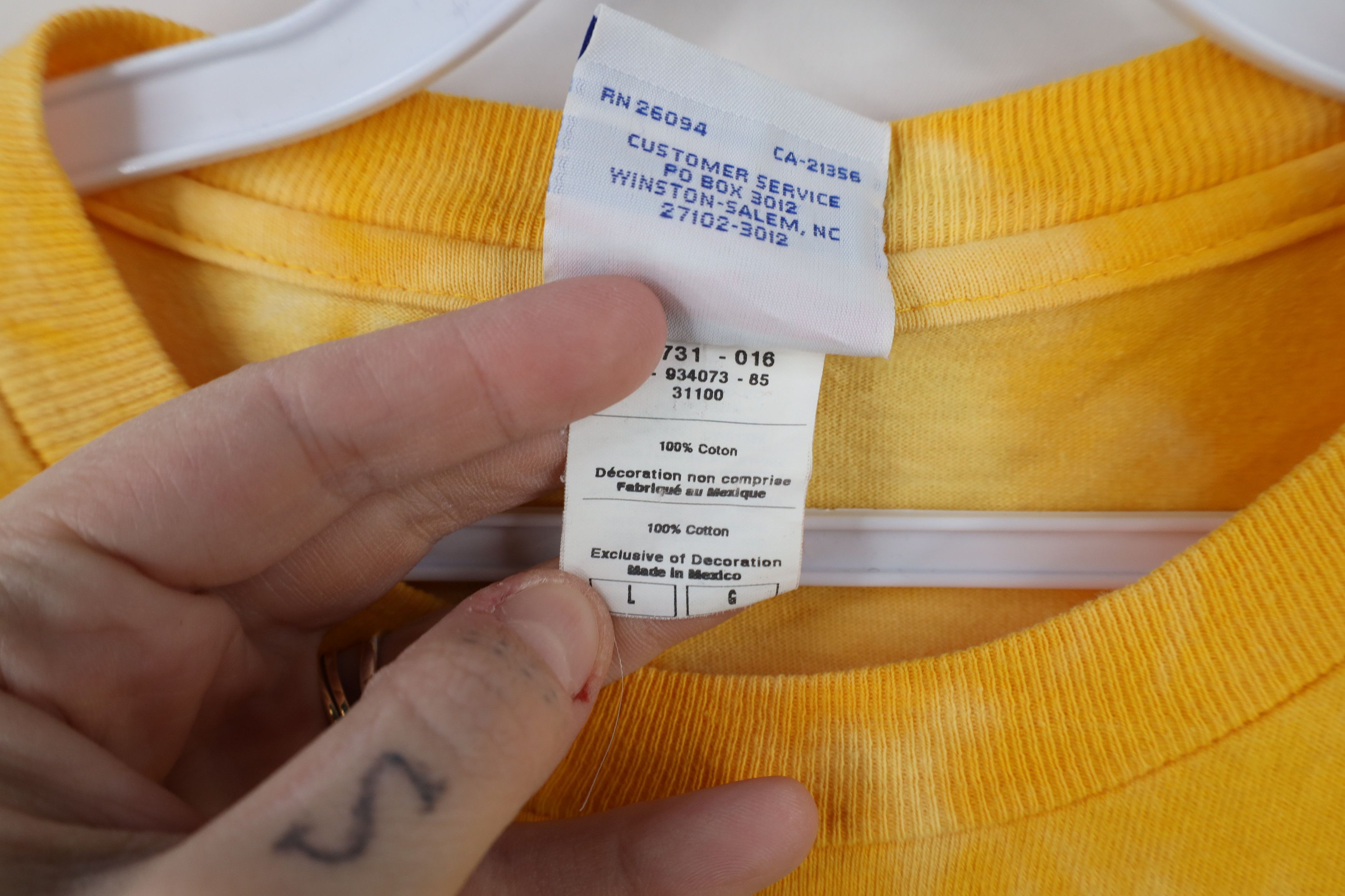 Champion × Vintage Vintage 90s Champion Acid Wash Long Sleeve T-Shirt Yellow Size US L / EU 52-54 / 3 - 10 Thumbnail