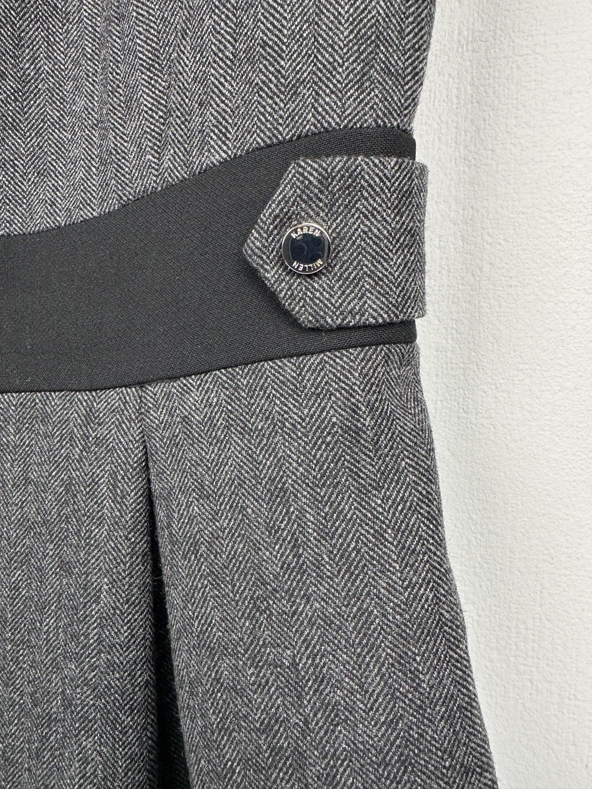 Karen Millen KAREN MILLEN Gray Herringbone Wool Blend Sheath Dress UK 12 Size M / US 6-8 / IT 42-44 - 7 Thumbnail