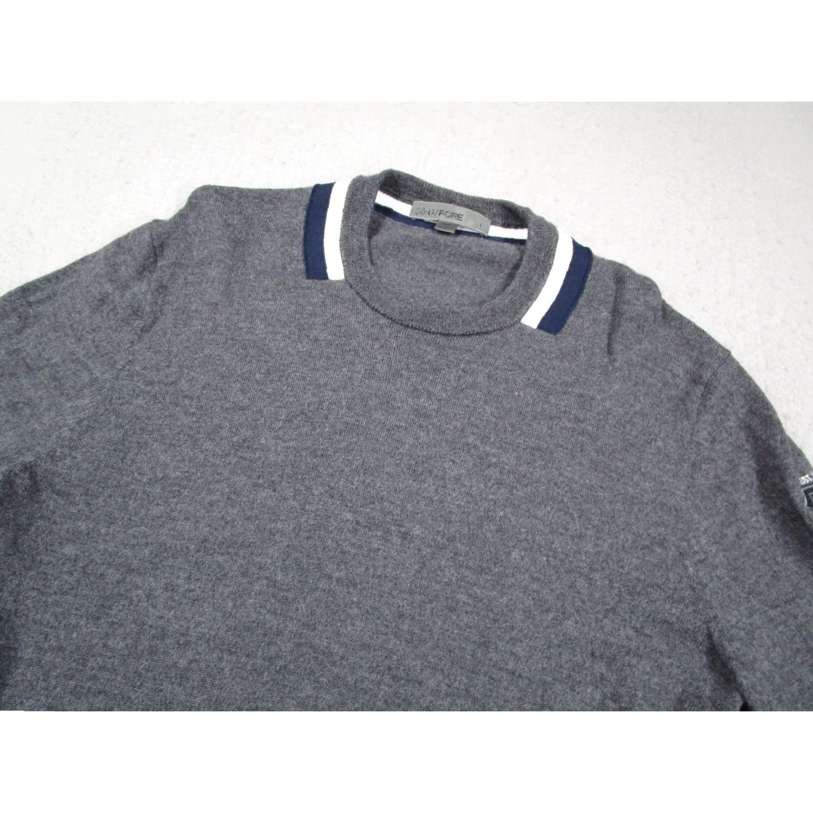 G/FORE G/FORE Sweater Mens Large Gray Colourblock Wool Crew Golf Crest Patch Pullover Size US L / EU 52-54 / 3 - 2 Thumbnail