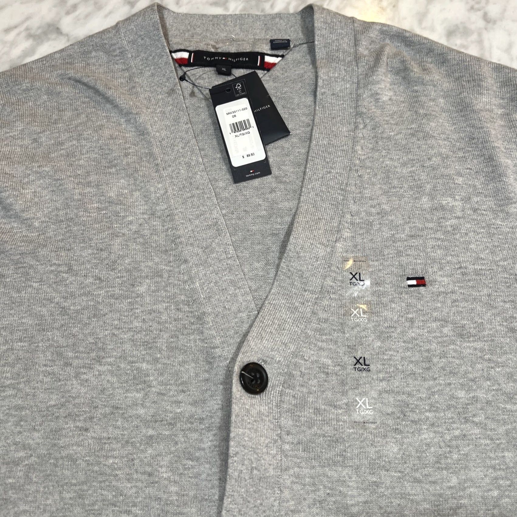 Tommy Hilfiger Tommy Hilfiger Cardigan Sweater Men XL Button Grey Cotton Preppy Dad NWT Size US XL / EU 56 / 4 - 3 Thumbnail