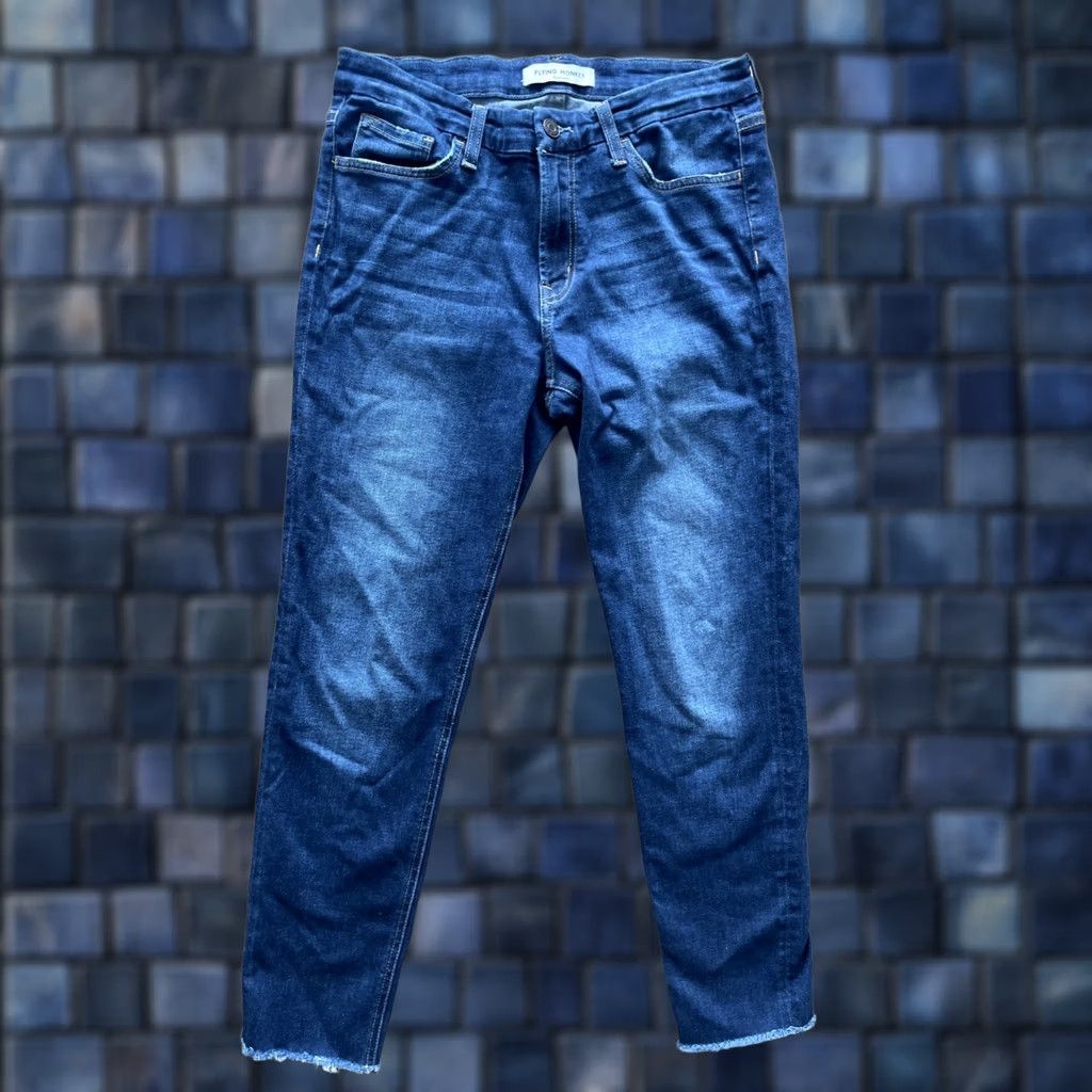 Vintage Flying Monkey Jeans Womens Skinny 29x26 Dark Wash Denim Stretch 5-Pocket City USA Blue Womens Jeans Clothing Size 29" - 1 Thumbnail