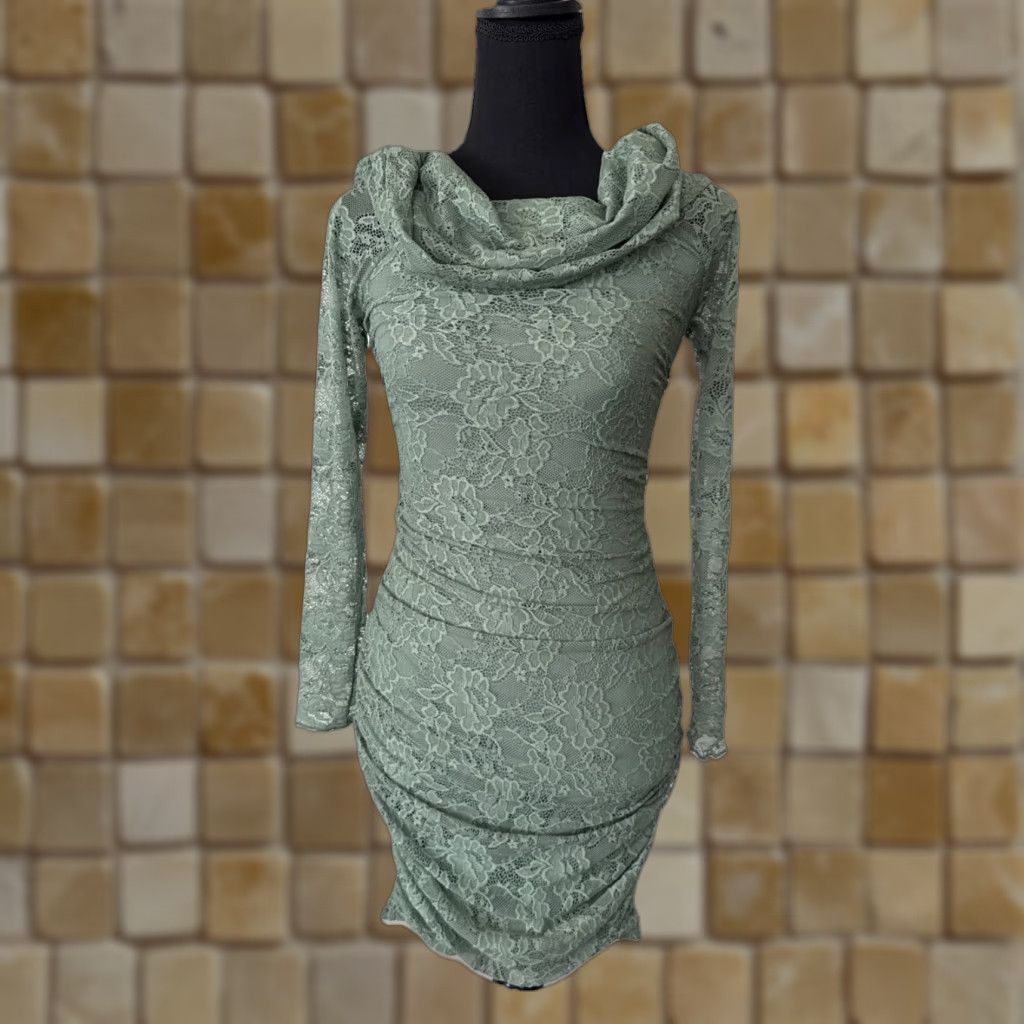 Vintage VINTAGE Lily Rose Women's Dress Bodycon Lace Off the Shoulder Knee  Length Long Sleeve Small Green | Grailed