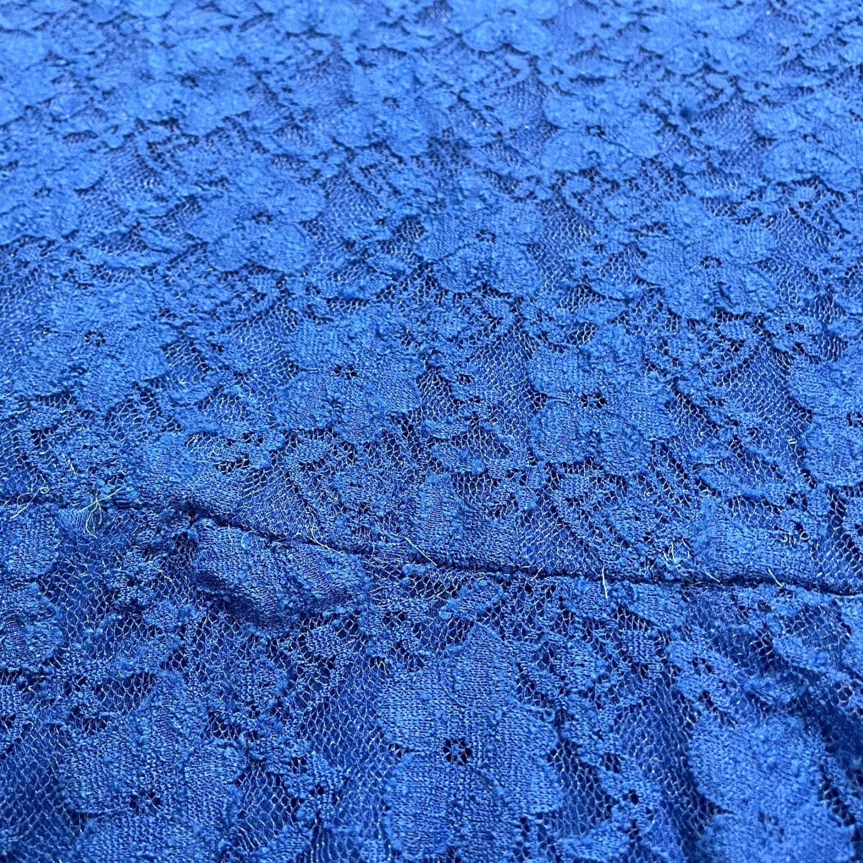 Vintage MaterialGirl Blue Lace A-Line Dress Womens Large L Knee Length Round Neck Long Sleeve Adult Womens Size L / US 10 / IT 46 - 6 Thumbnail