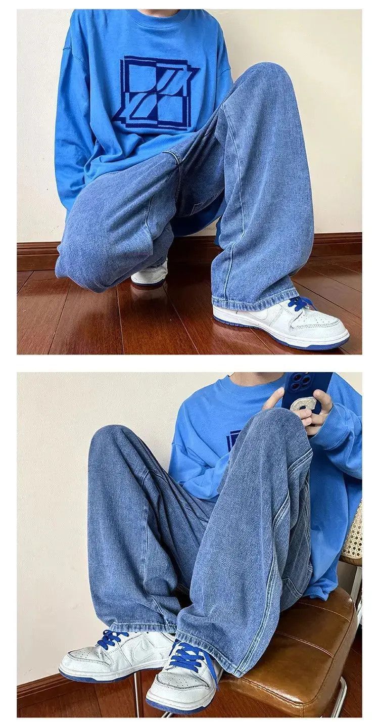 Japanese Brand Blue Color Straight Denim Baggy Pant Size US 32 / EU 48 - 5 Thumbnail