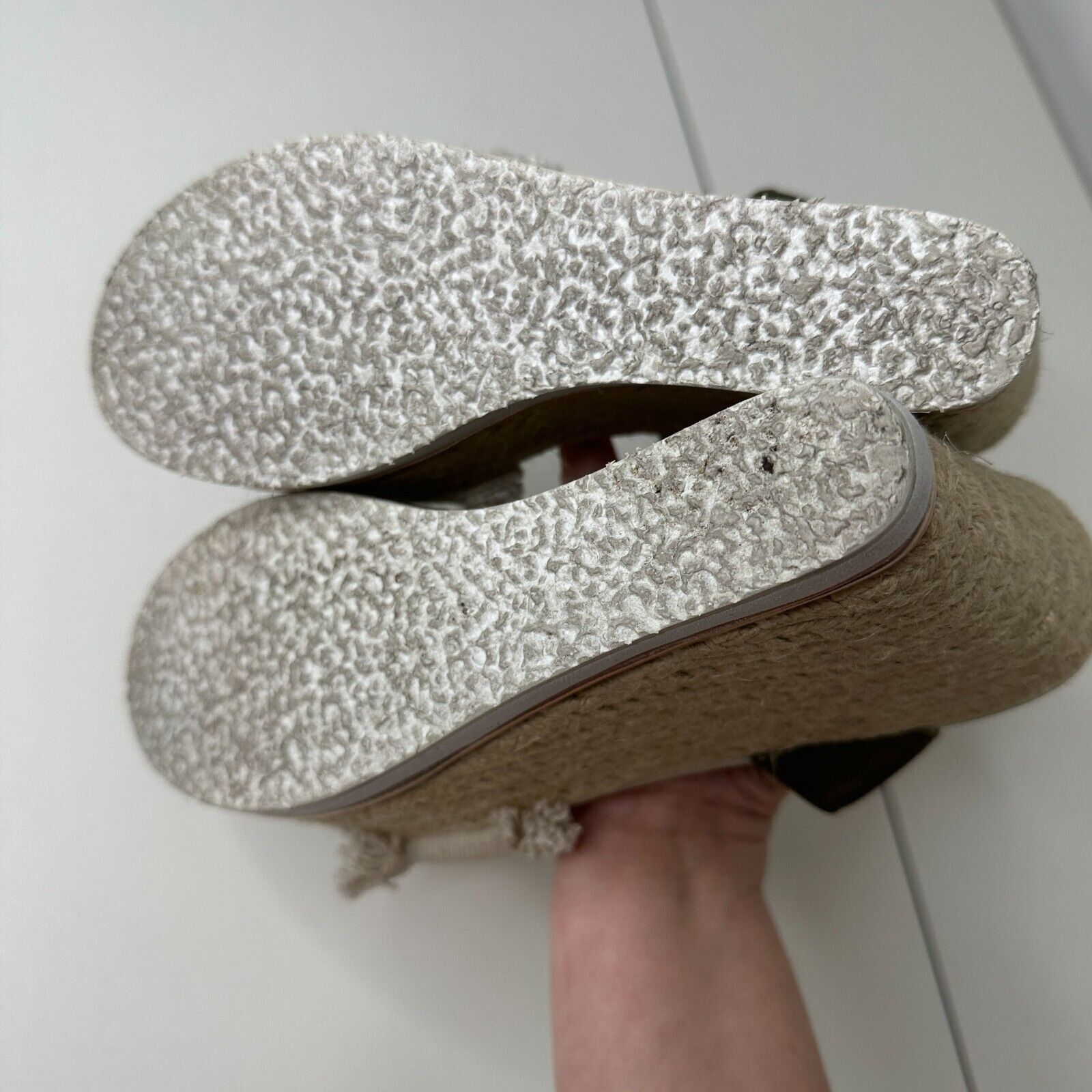 Steve Madden Steve Madden Wedge Beige Canvas Green Ankle Espadrilles 5.5 Size US 5.5 / IT 35.5 - 10 Thumbnail