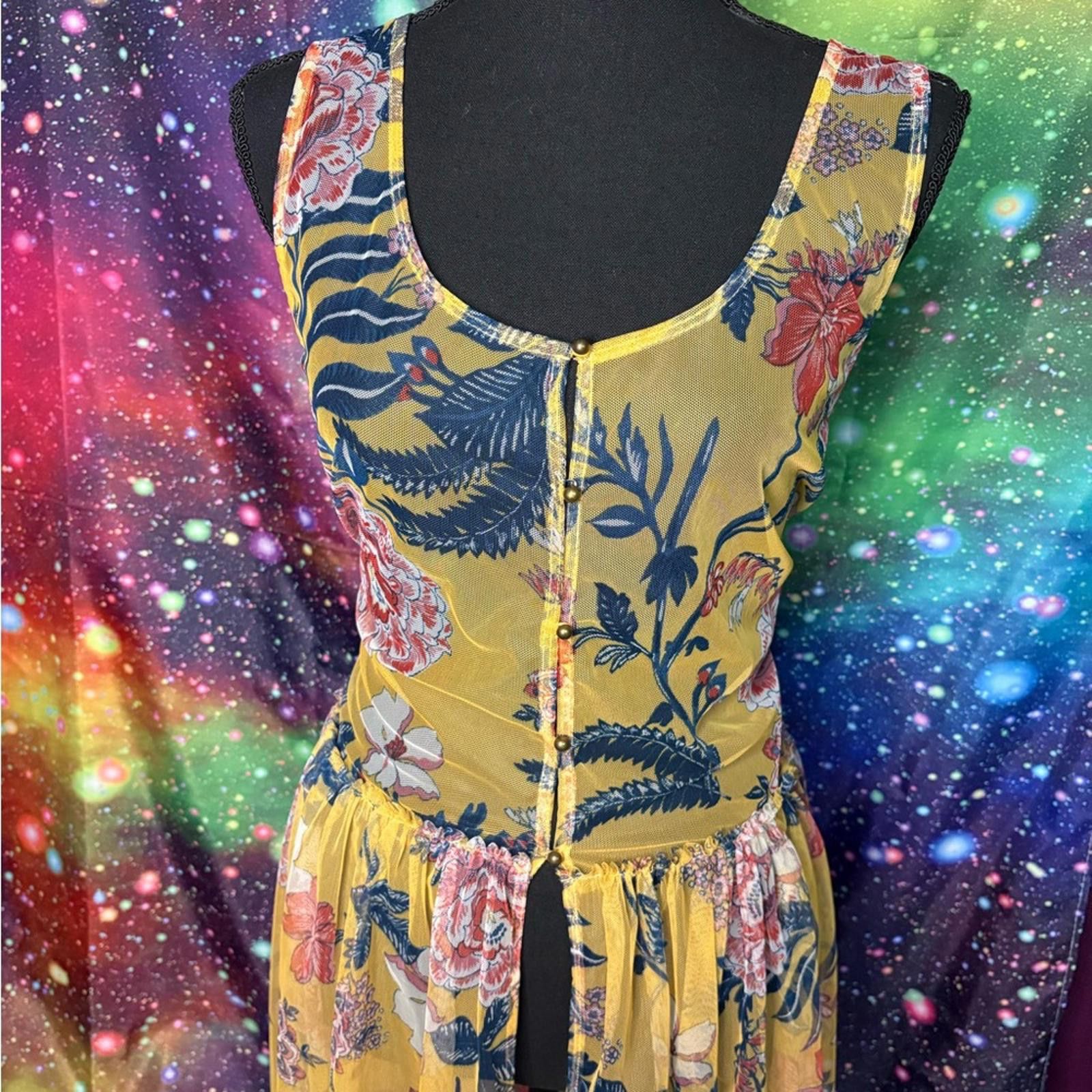 Designer Floral Yellow Jumpsuit Size 36" / US 14 / IT 50 - 2 Thumbnail