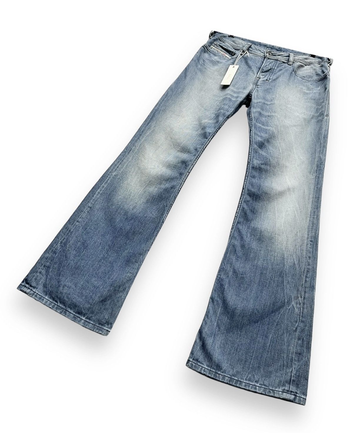 Diesel Vtg DIESEL ZATHAN Regular Bootcut Flare Mud Wash Blue 31x32 Size US 31 - 6 Thumbnail