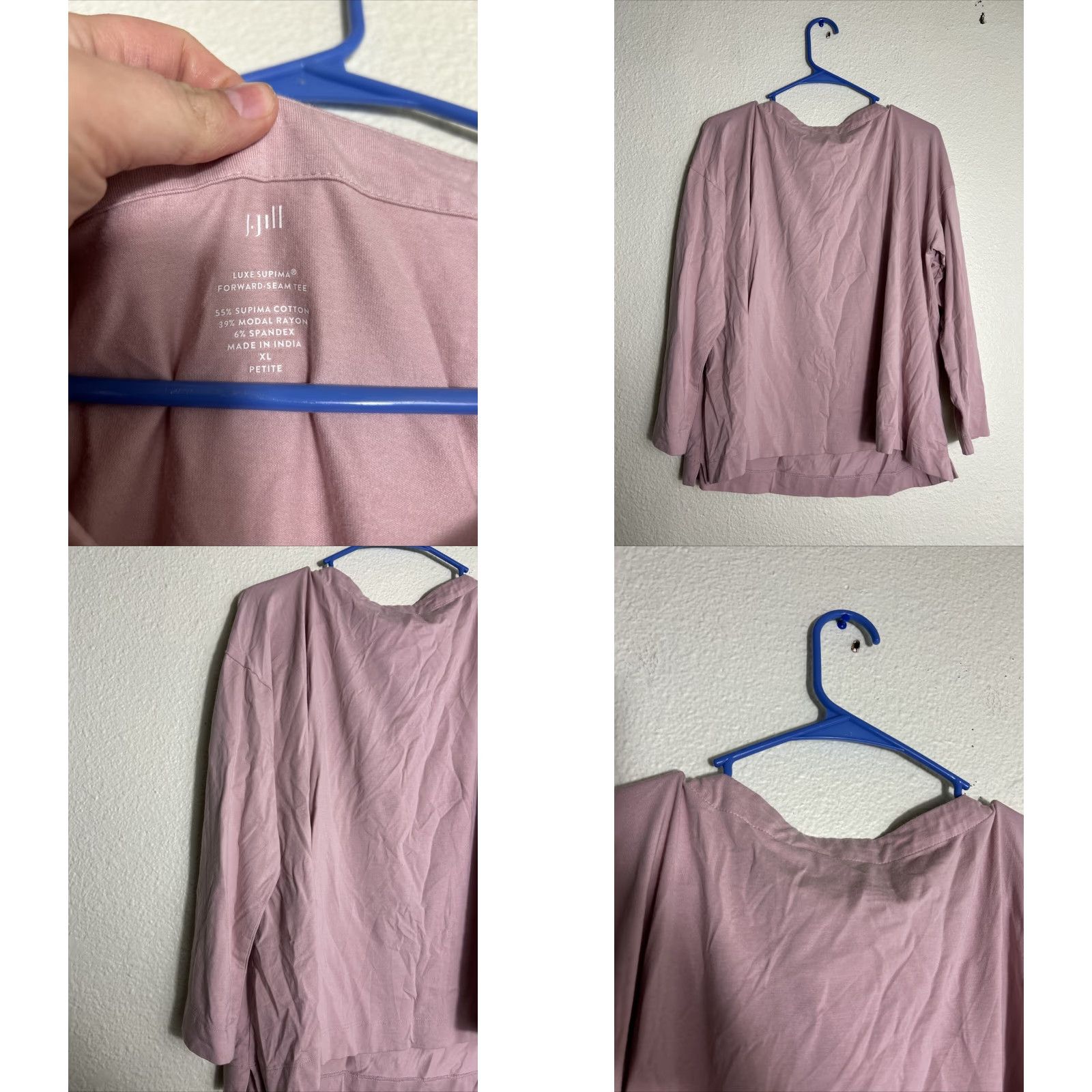 J. Jill J. Jill Top Womens PXL Pink Luxe Supima Cotton T-Shirt Long Sleeve Size XL / US 12-14 / IT 48-50 - 8 Thumbnail