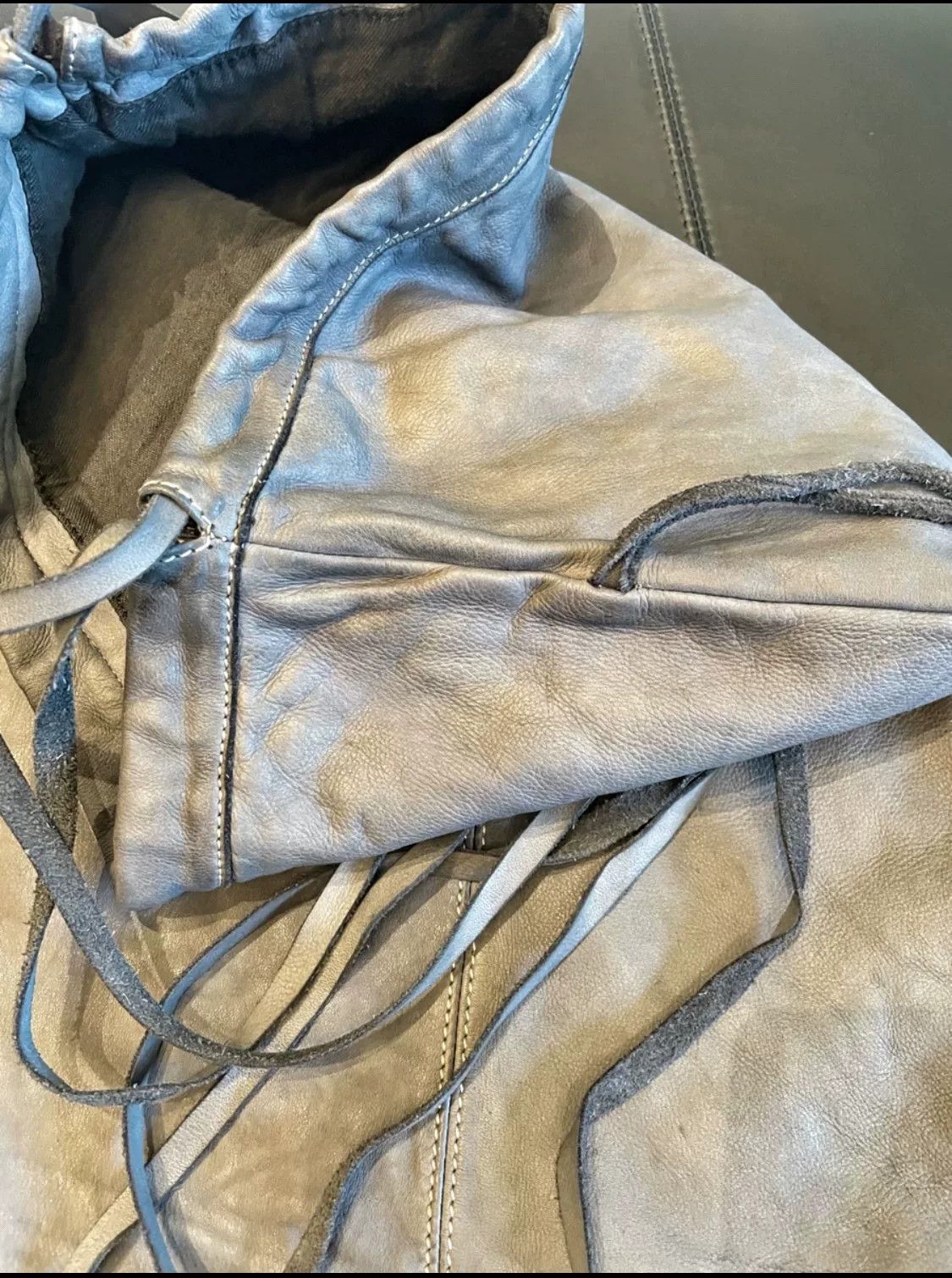 Leon Emanuel Blanck Cowhide Washed Gray Oversized Pocket Bag Size ONE SIZE - 7 Thumbnail