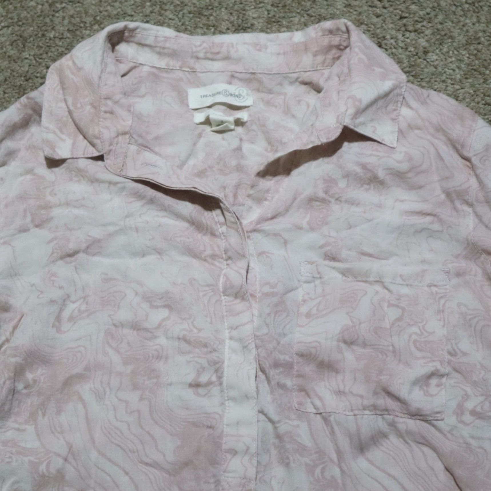 Treasure & Bond Treasure & Bond Shirt Womens Small Pink Lightweight Button-Up Adult Small Size S / US 4 / IT 40 - 2 Thumbnail