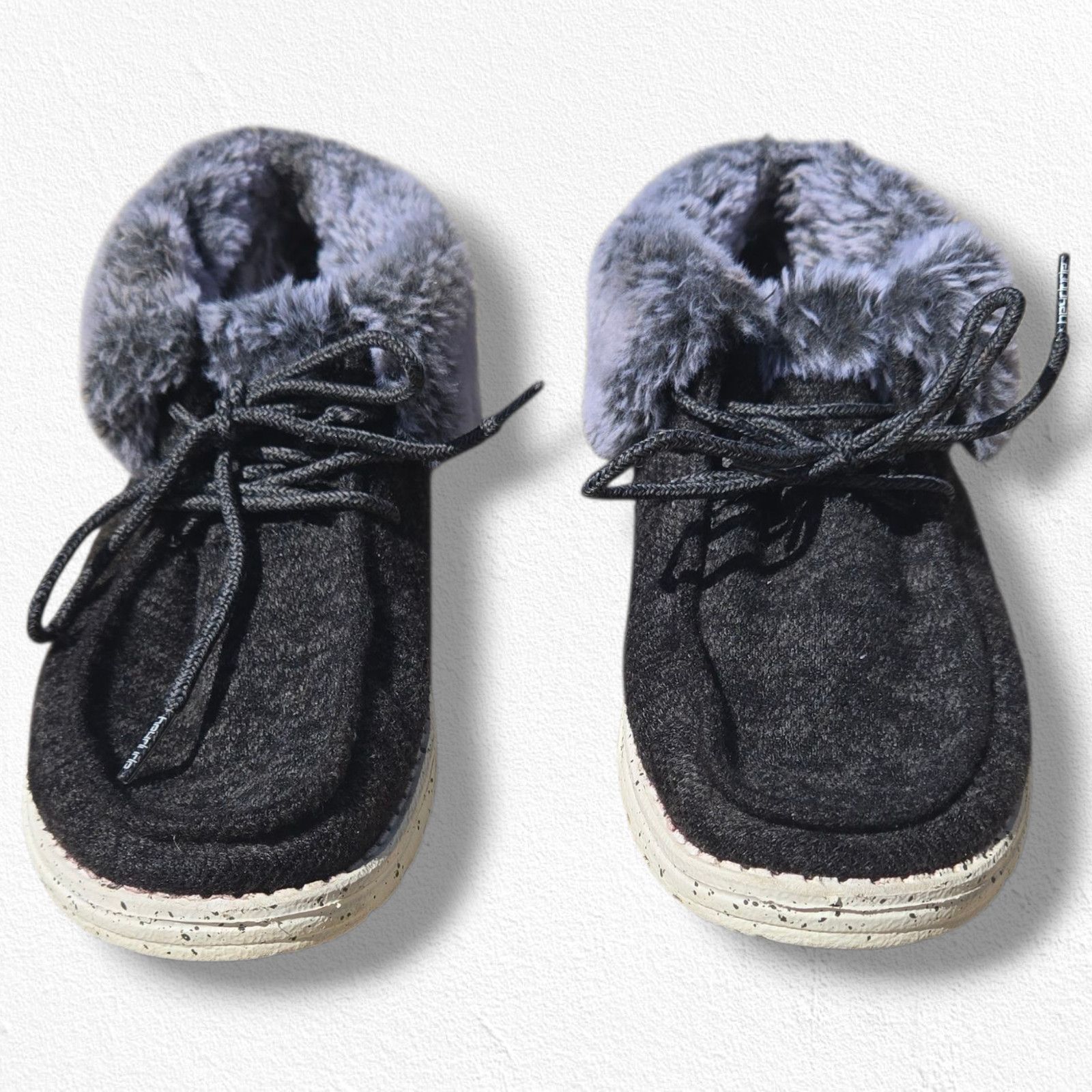 Other Hey Dude Britt Dark Gray Faux Fur Chukka Moccasins Size 7 Size US 7 / IT 37 - 2 Thumbnail