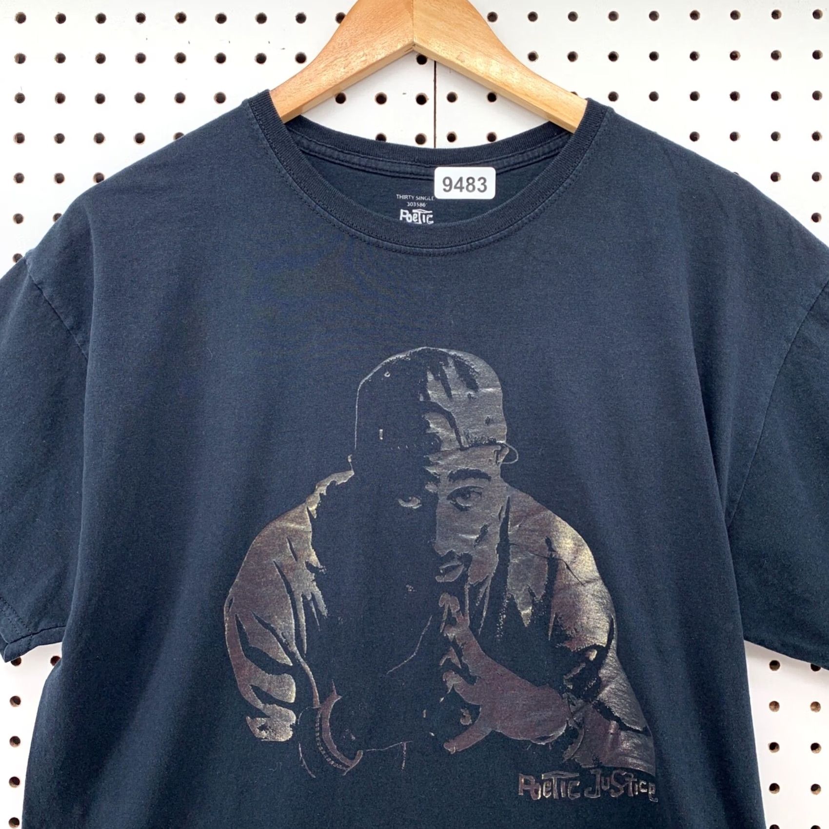 Vintage Poetic Justice Tupac 2PAC Shirt Mens L Black Rap Hip Hop Crew Neck Short Sleeve T-Shirt Size US L / EU 52-54 / 3 - 5 Thumbnail