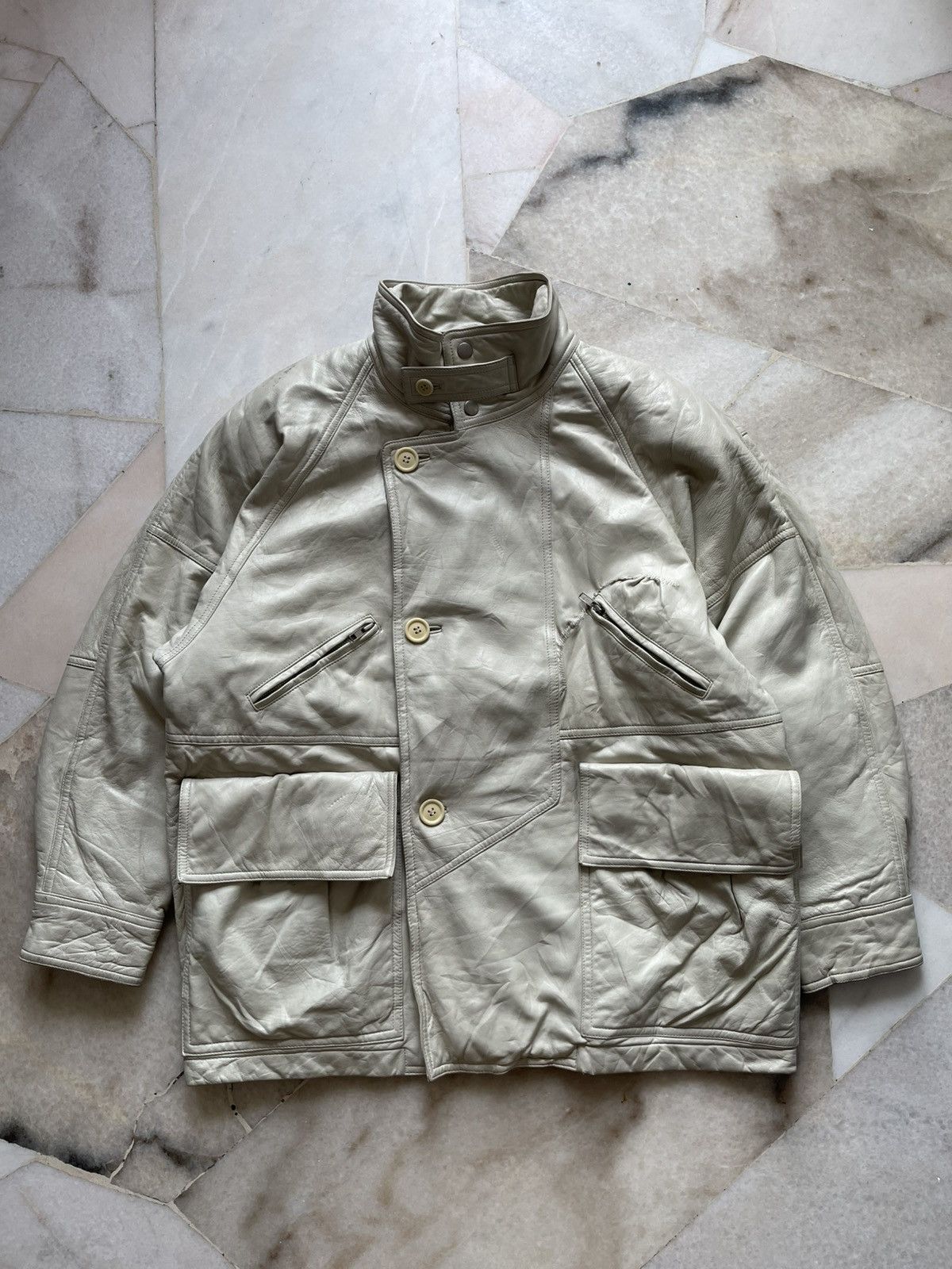 Hai Sporting Gear 80s Hai Sporting Gear Multipocket Leather Jacket Size US XL / EU 56 / 4 - 5 Thumbnail