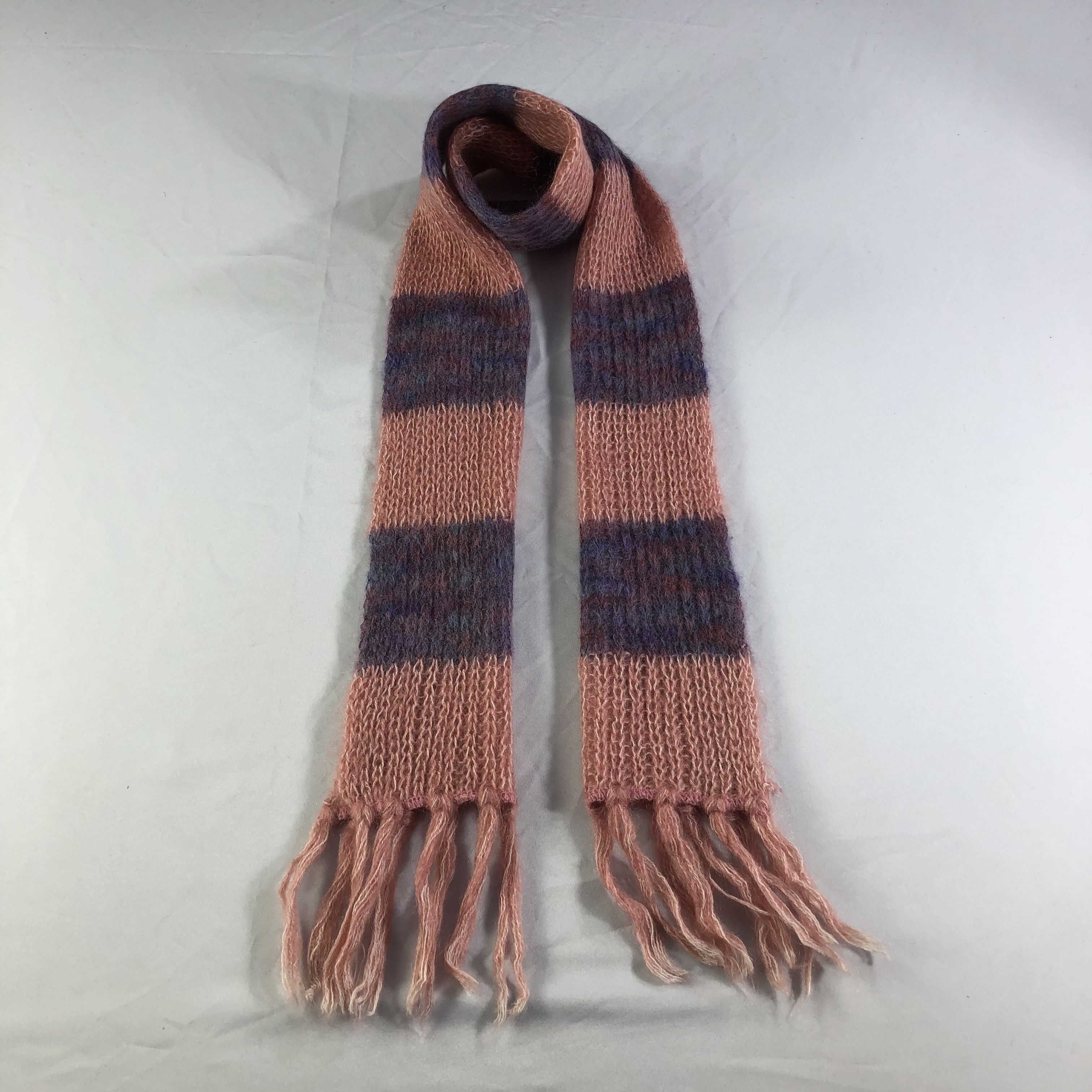 Vintage Striped Mohair Scarf Muffler V1487 Size ONE SIZE - 1 Thumbnail