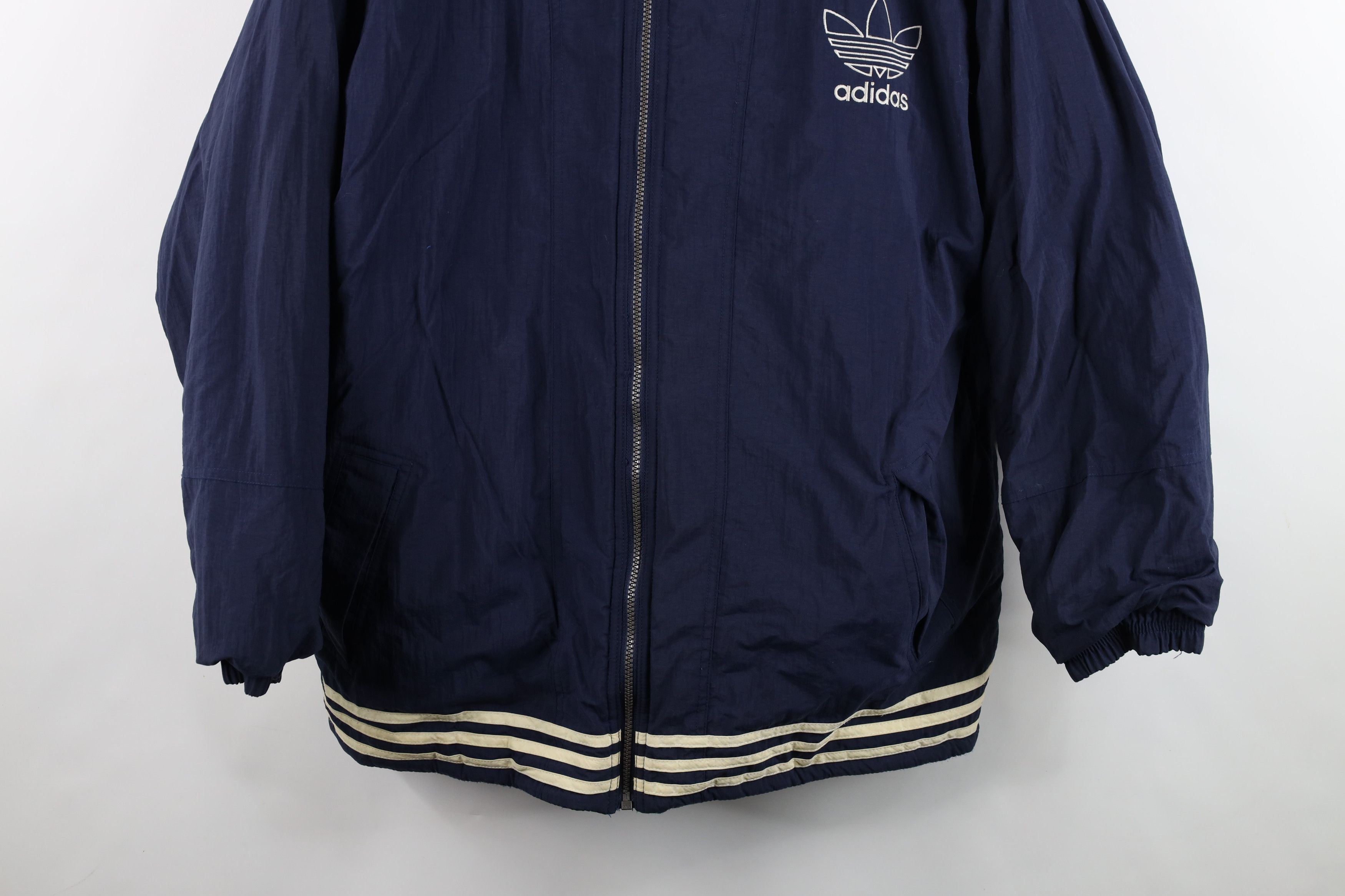 Adidas Vintage 90s Adidas Reversible Quilted Puffer Jacket Blue Size US L / EU 52-54 / 3 - 3 Thumbnail