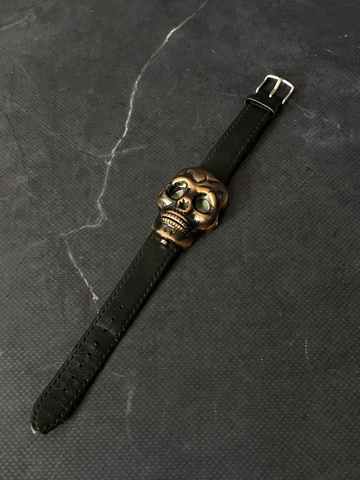 Japanese Brand Gothic Skull Watch on Black Leather Strap Size ONE SIZE - 1 Thumbnail