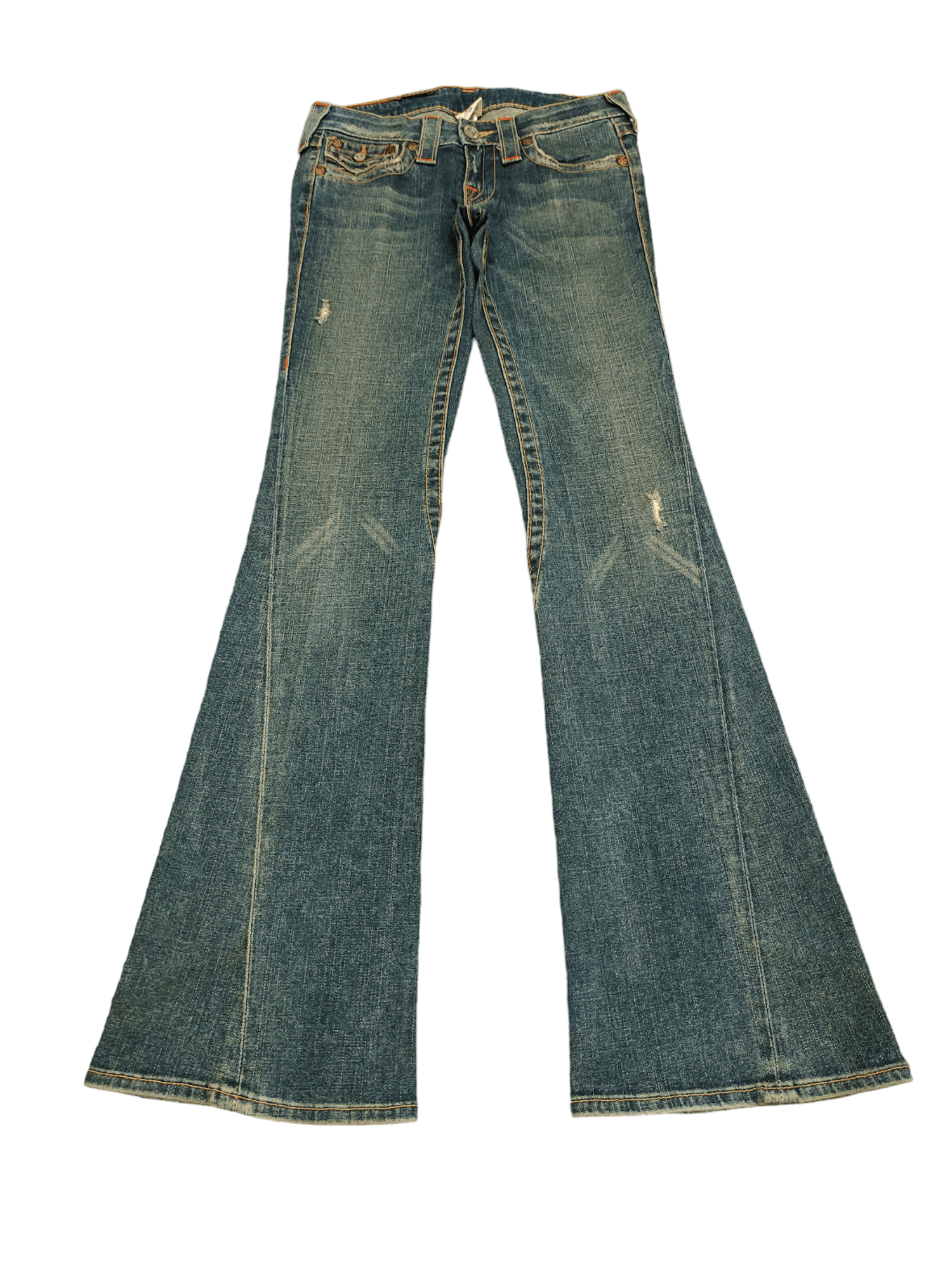 True Religion Flare Jeans True Religon Distress Faded Low Rise Boot Cut Size US 26 / EU 42 - 10 Thumbnail