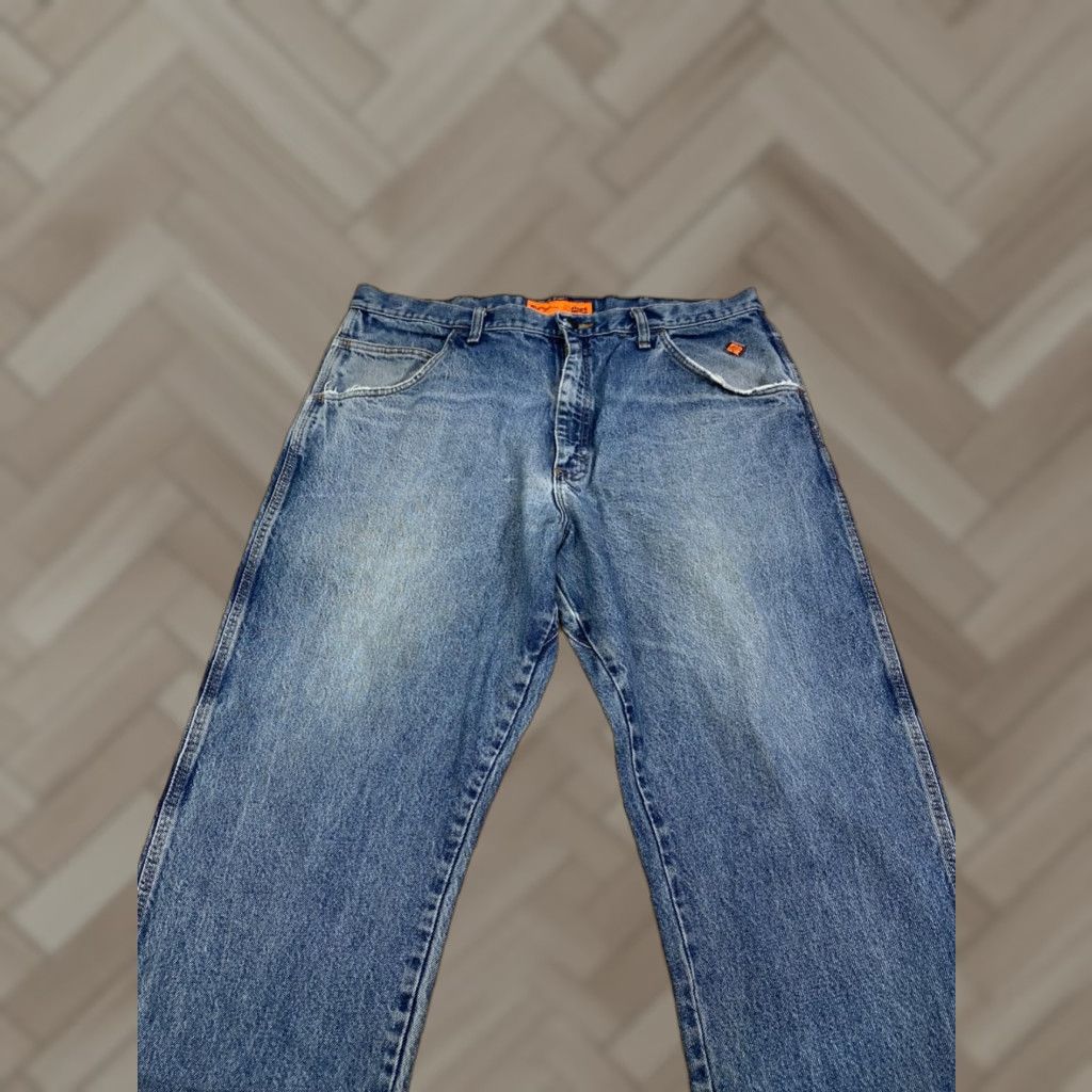 Wrangler Wrangler Wrangler FR Riggs Workwear Jeans Mens 40x30 Blue Denim 5-Pocket Logo Straight 30 In Regular Vintage: No Size US 40 / EU 56 - 1 Thumbnail