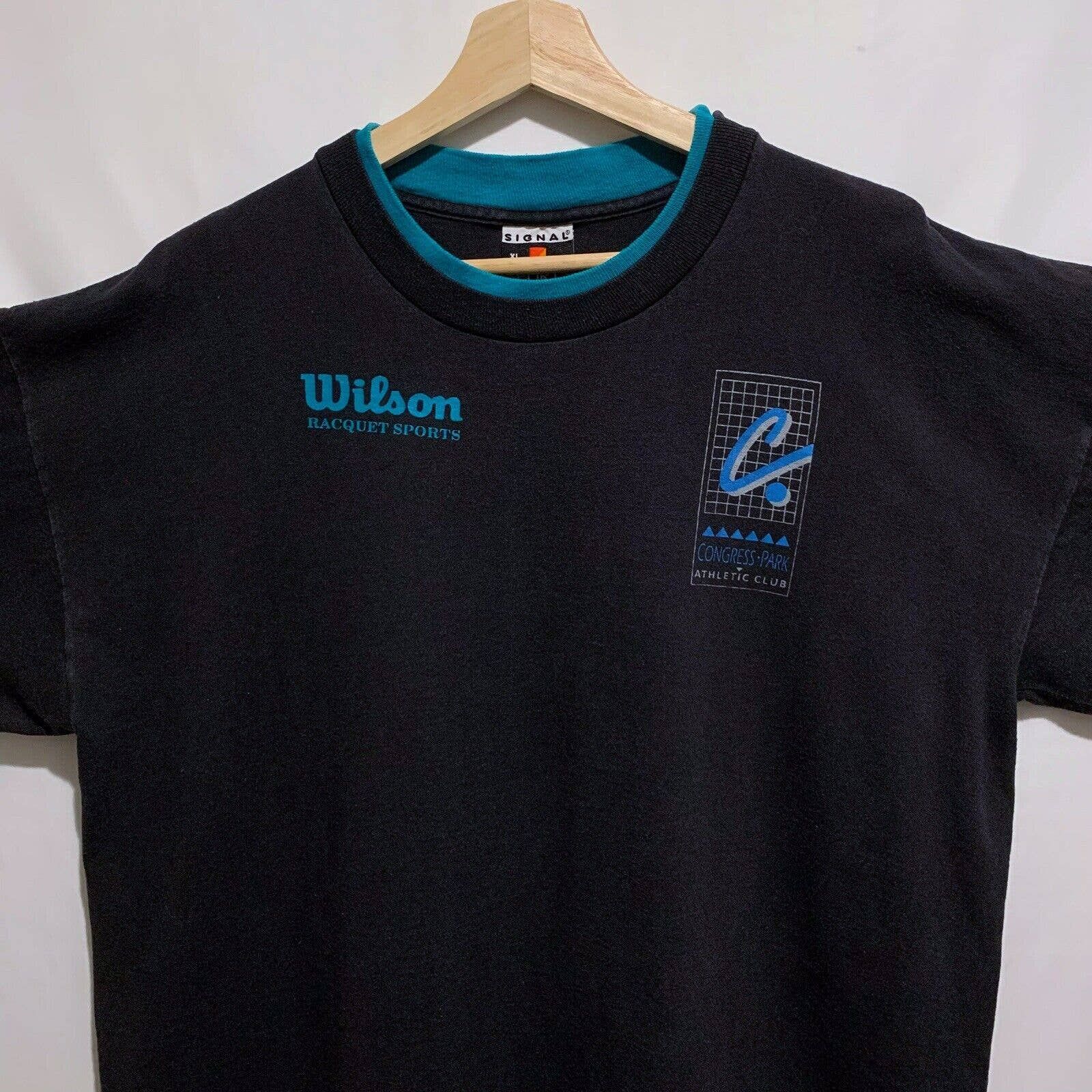 Vintage Vintage 90s Wilson Racquet Sports Rare T Shirt Size XL Black Size US XL / EU 56 / 4 - 1 Preview