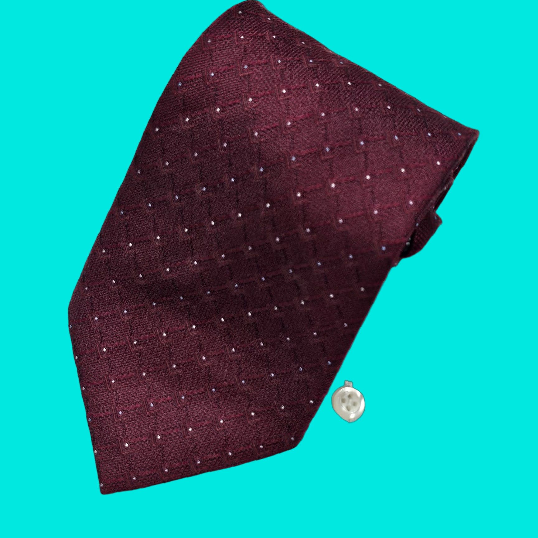 Vintage VINTAGE Daniel de Fasson Necktie Men’s Burgundy Silk Tie Polka Dots Hand Made 58.25" X 3.75" Adult Red Designer Tie Mens Size ONE SIZE - 1 Thumbnail