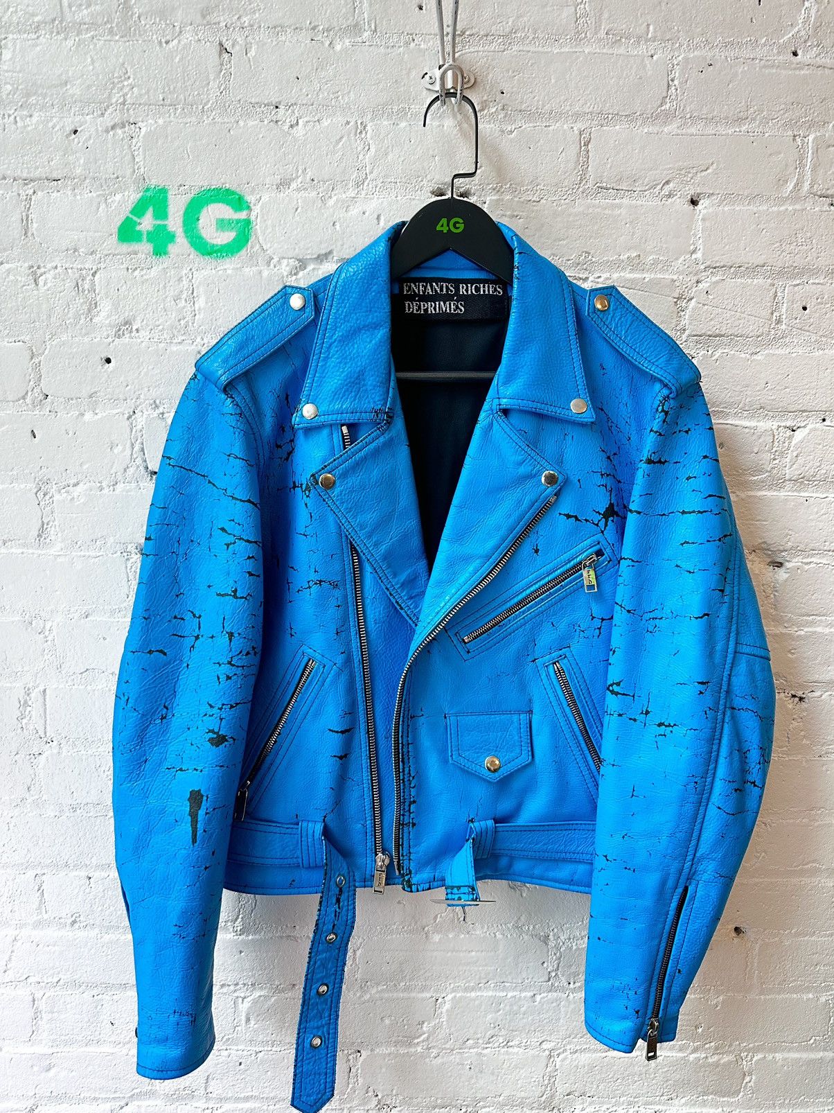 Enfants Riches Deprimes ERD EARLY COLLECTION CRACKED TURQUOISE LEATHER JACKET S M Size US S / EU 44-46 / 1 - 10 Thumbnail