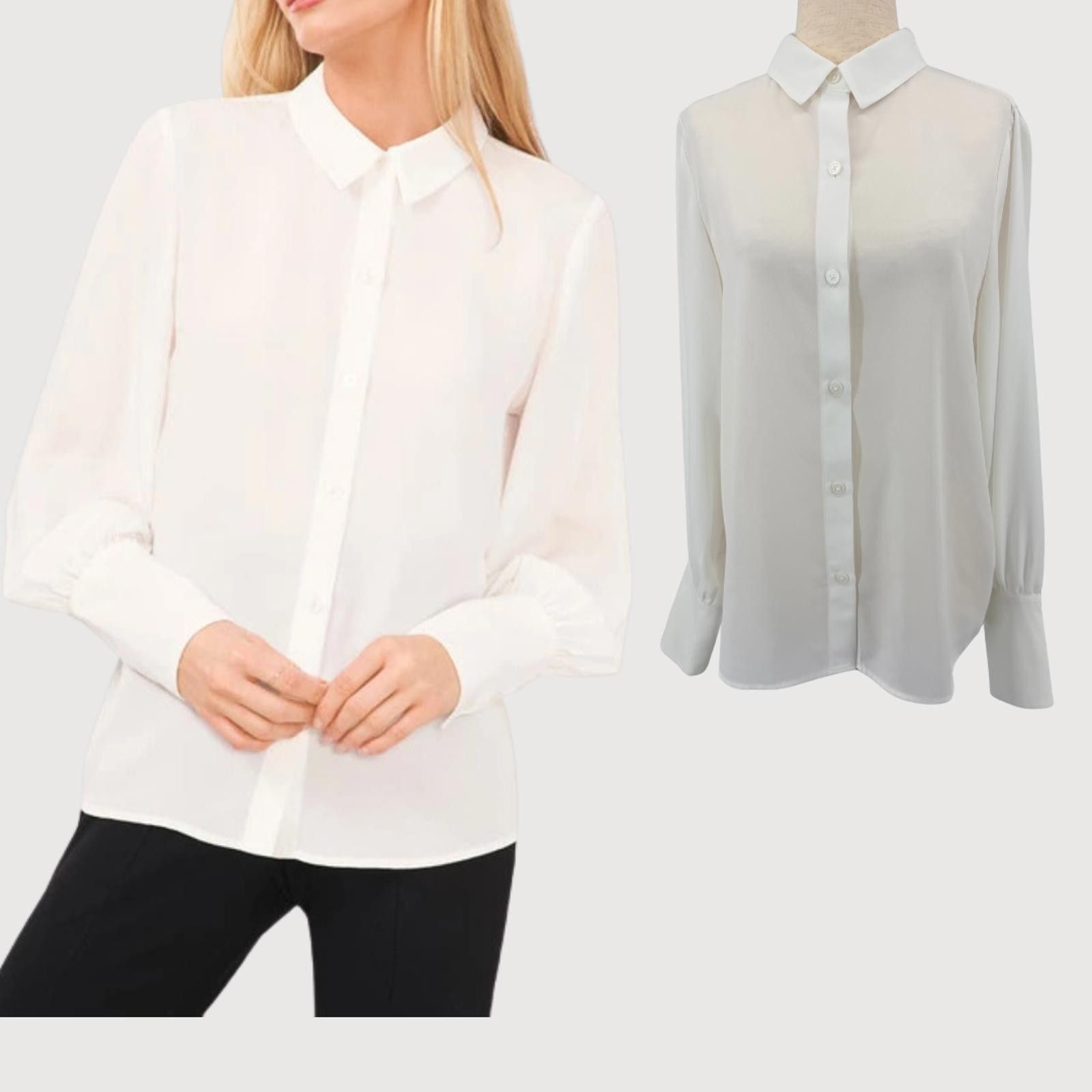 Other Halogen White Button Up Blouse NWT Long Sleeve S Size S / US 4 / IT 40 - 1 Thumbnail