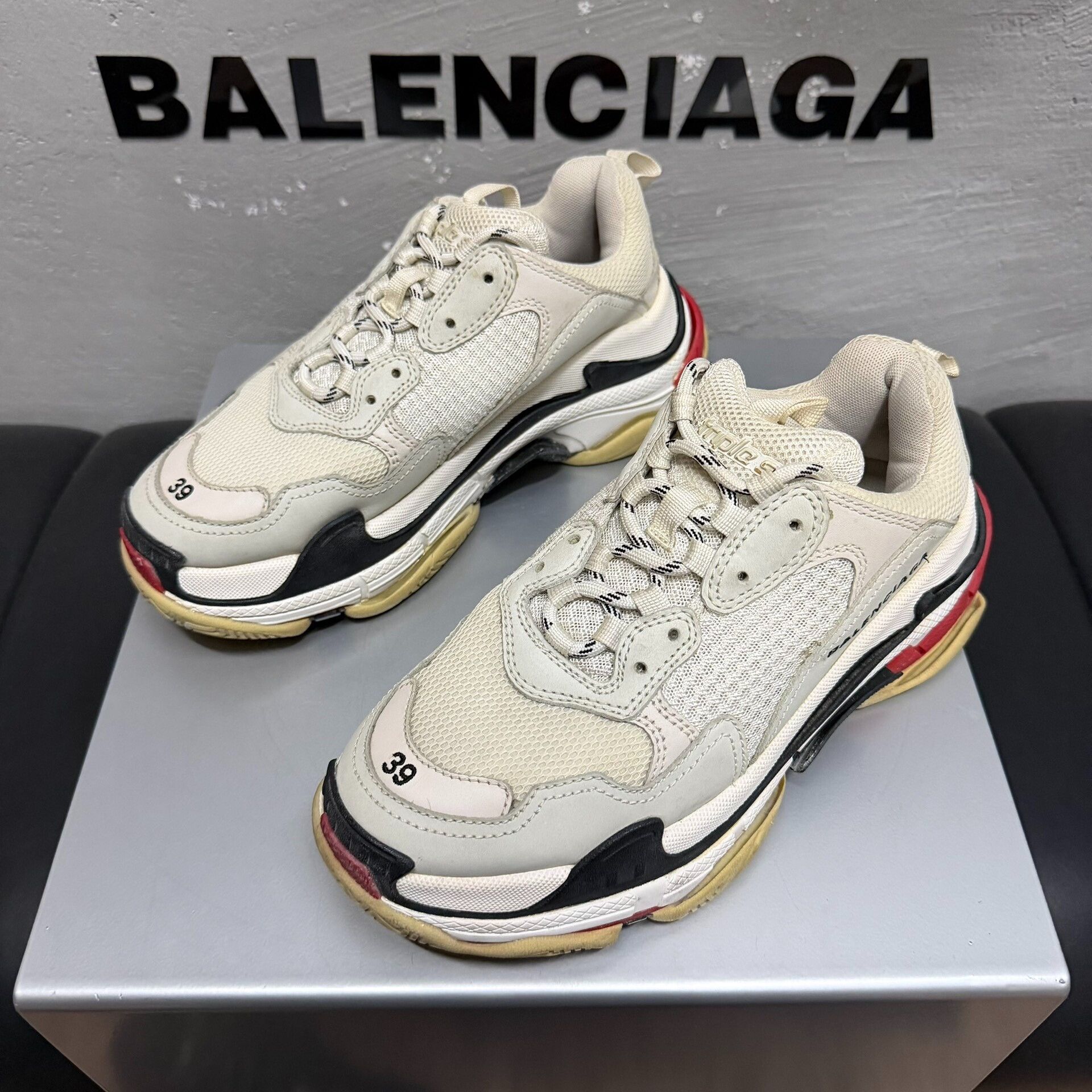 Balenciaga Balenciaga Triple S Red Blue Grey Sneakers | Grailed