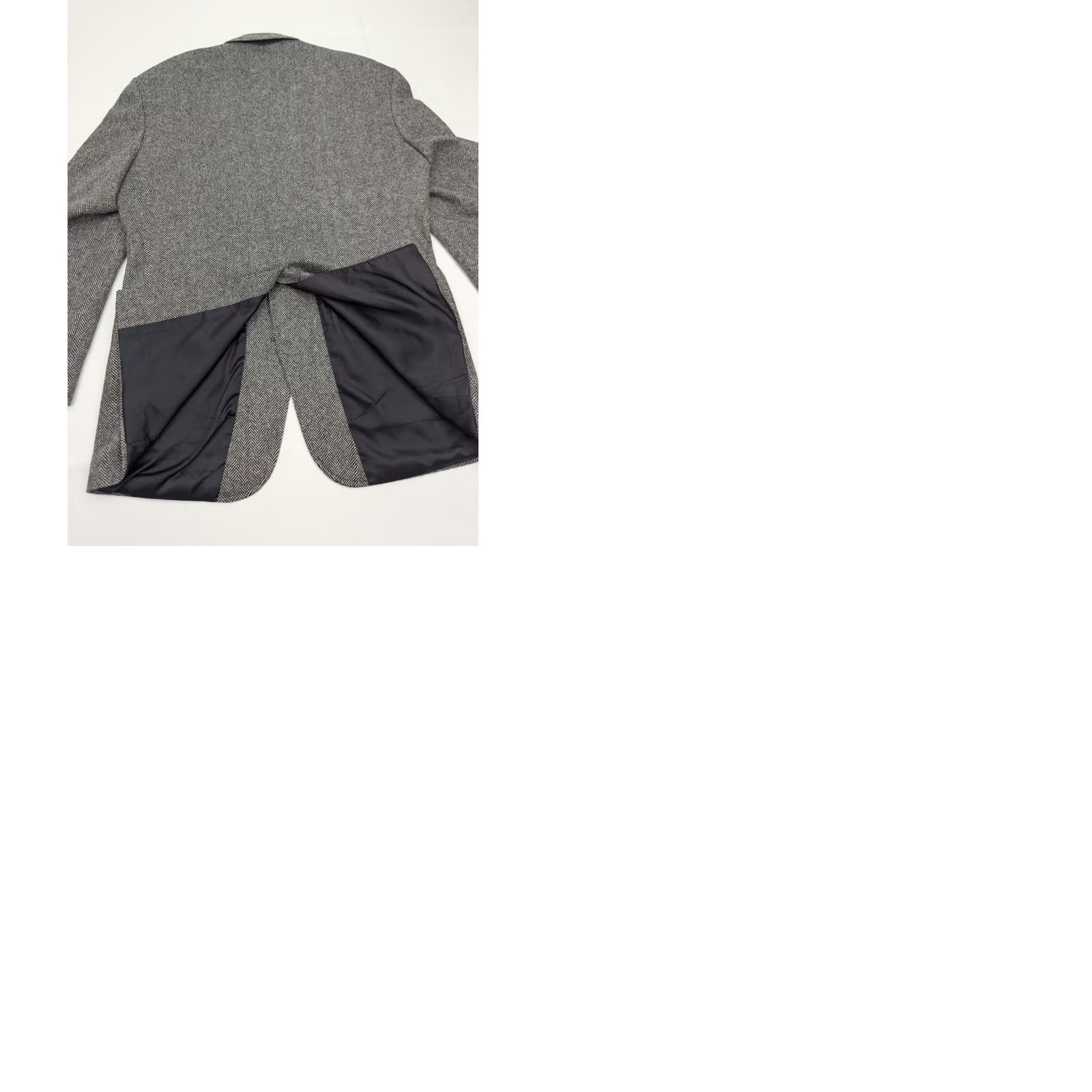 Lands' End Lands' End Wool Tweed Herringbone Sport Coat Men 43R Regular Notch 2-Button Single-Breasted Gray Wool/Lambswool Vintage Vtg Coat Size US XS / EU 42 / 0 - 10 Thumbnail
