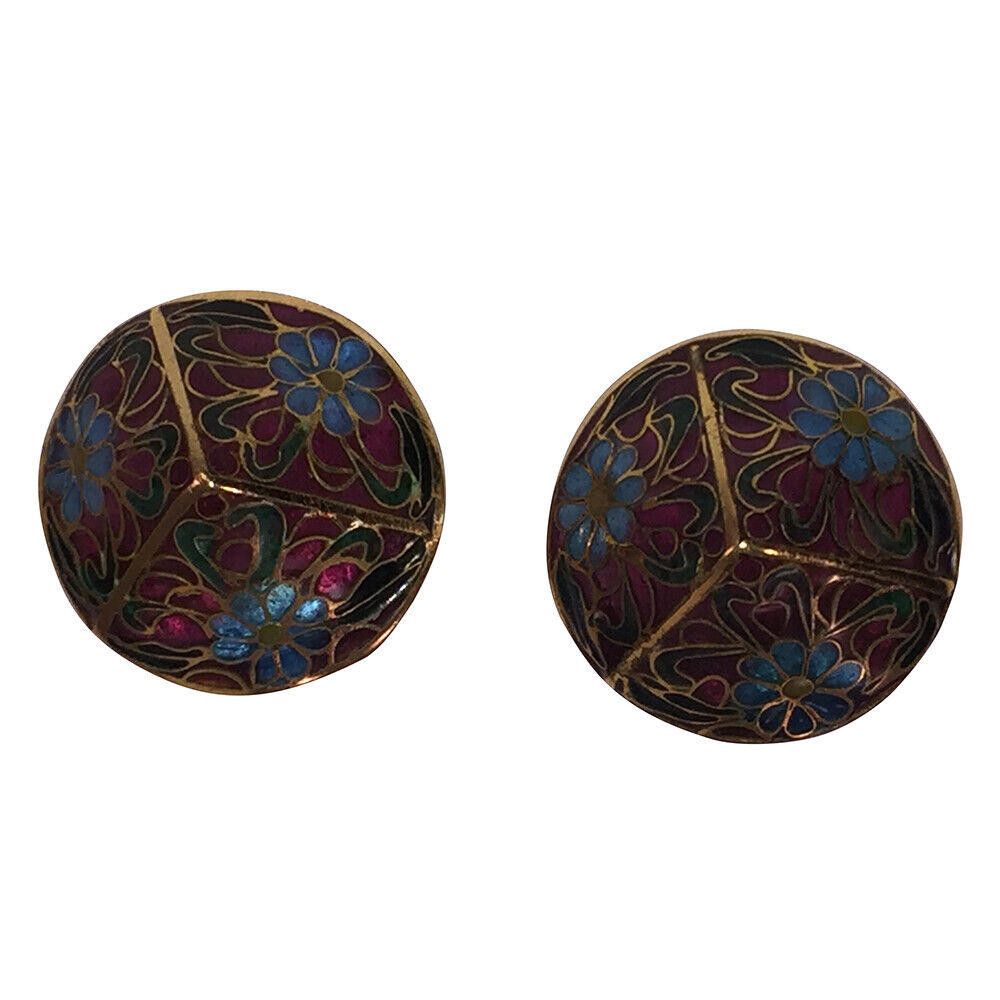 Designer Chinese Cloisonne Pyramid Statement Earrings Size ONE SIZE - 3 Thumbnail