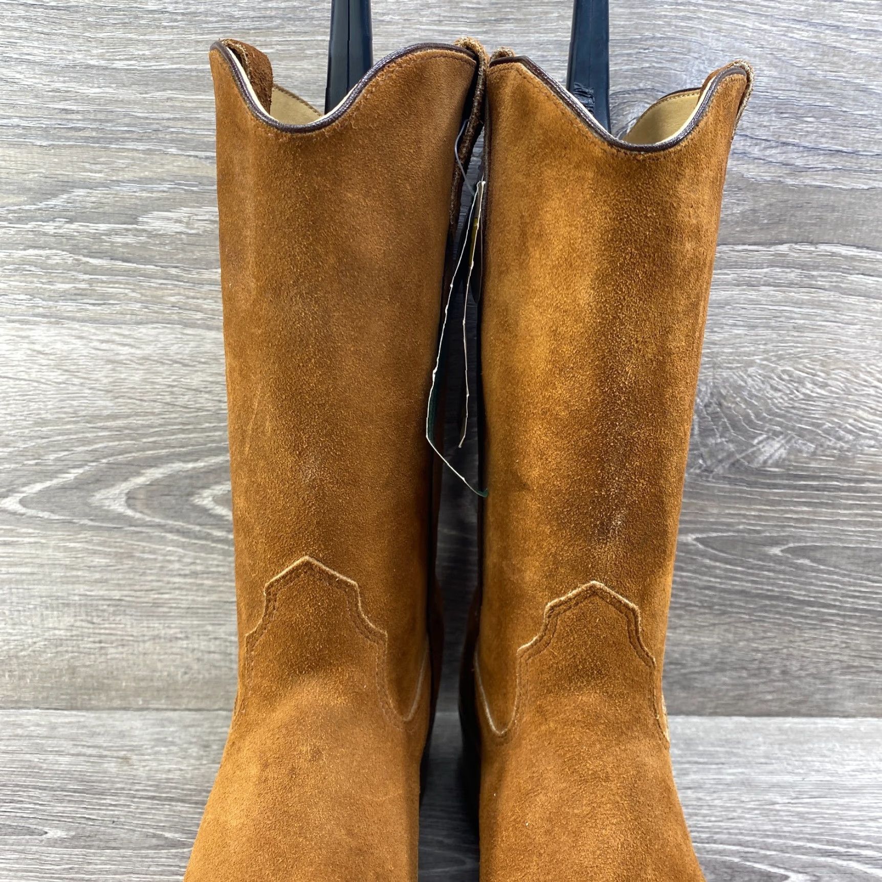 Vintage VINTAGE Iron Age Mens 9 D Brown Suede Safety Toe Cowboy Work Boots Cambrelle Shoe Lining - New Vintage Size US 9 / EU 42 - 4 Thumbnail