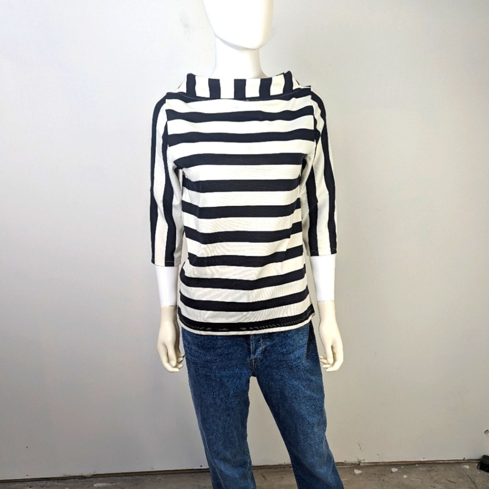 Anthropologie Anthropology Striped Mock Neck Shirt - S Size S / US 4 / IT 40 - 1 Thumbnail