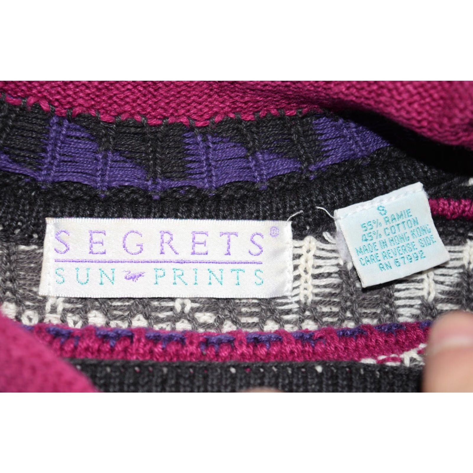 Native VINTAGE Segrets Sun Prints Bohemian Oversized Sweater Women’s Size L Purple 90s Geometric Knit Size L / US 10 / IT 46 - 4 Thumbnail