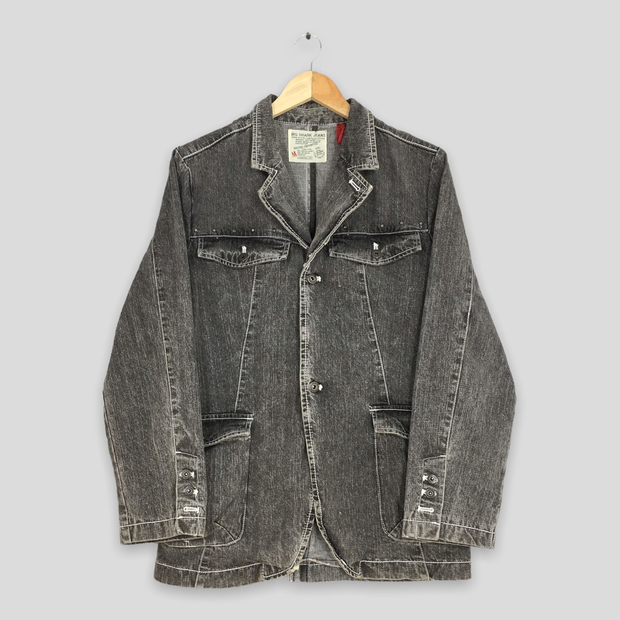 KOJIMA GENES Vintage Big Shark Denim Workers Black Jeans Jacket Medium Size US M / EU 48-50 / 2 - 1 Thumbnail
