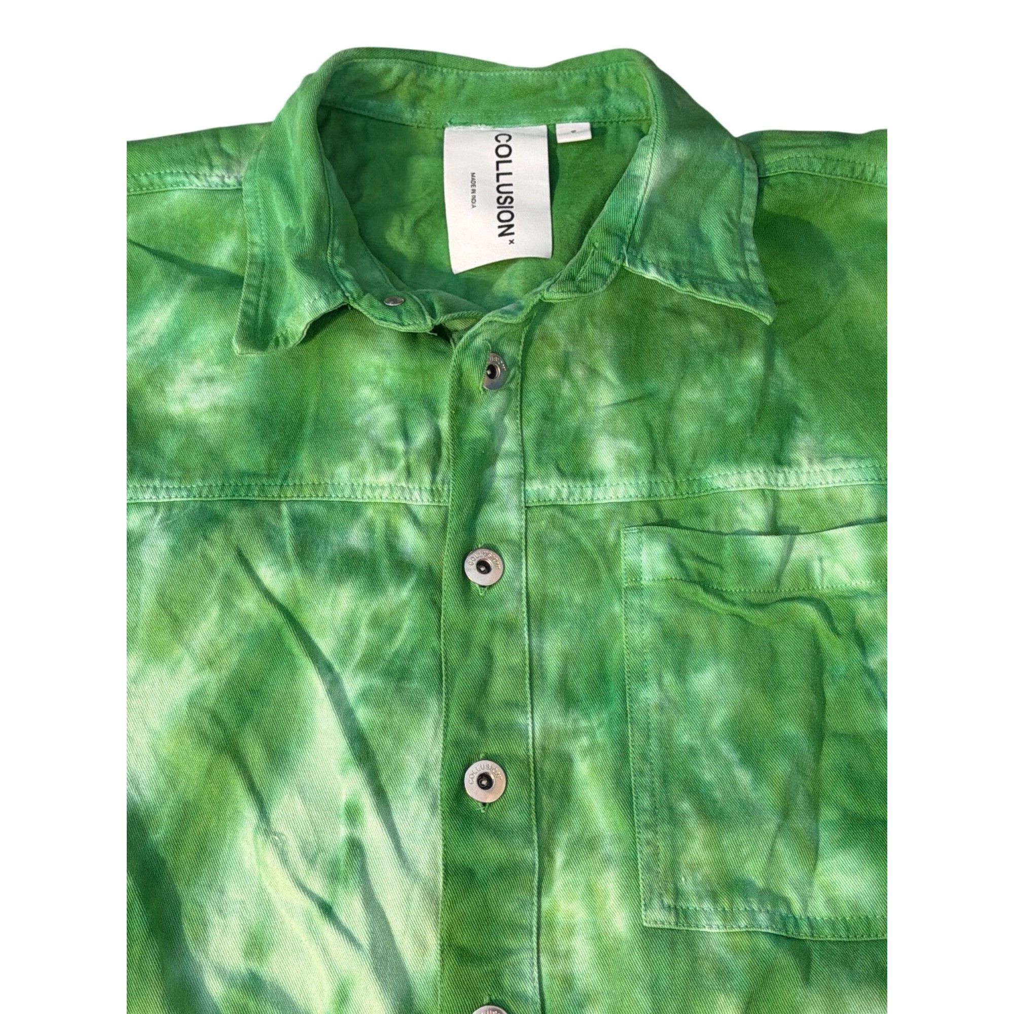 Other Collusion Green Tie Dye Button Down Utility Shirt Denim Jack Size US M / EU 48-50 / 2 - 3 Thumbnail