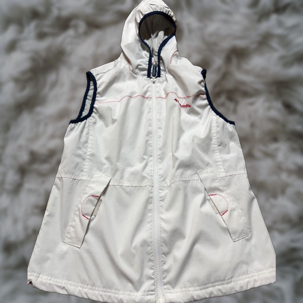 Vintage Columbia Womens Vest White Medium Lightweight Jacket Hood Sleeveless Hoodie Size M / US 6-8 / IT 42-44 - 1 Thumbnail
