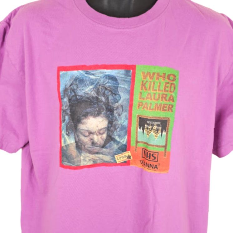 Vintage VINTAGE Twin Peaks T Shirt Mens Size XL Pink Purple Who Killed Laura Palmer Wanna Size US XL / EU 56 / 4 - 2 Thumbnail