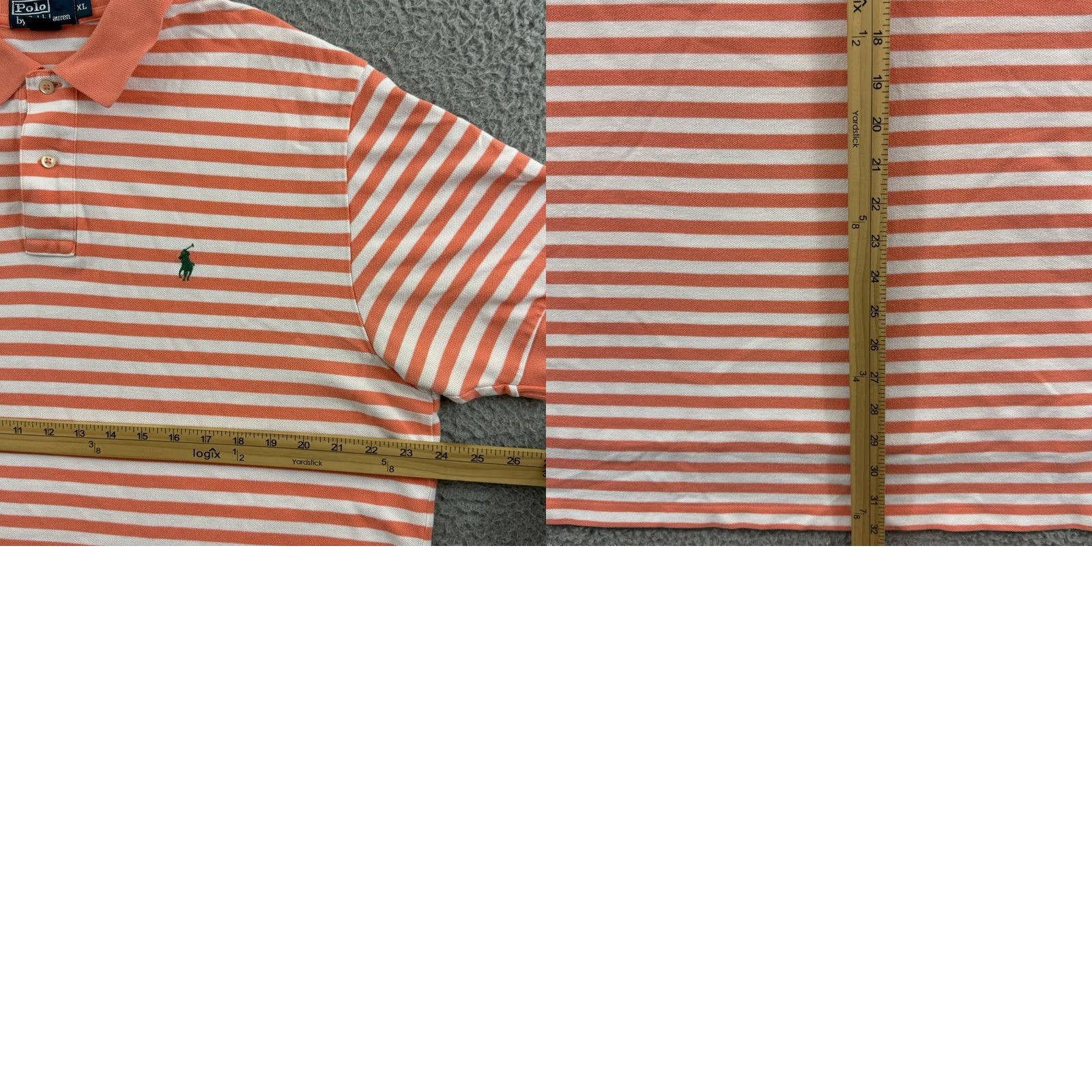 Polo Ralph Lauren Polo Ralph Lauren Shirt XL Orange Striped Polo Mens Short Sleeve Ribbed Knit Pocket Logo Preppy Classic Rugby Golf Size US XL / EU 56 / 4 - 8 Thumbnail
