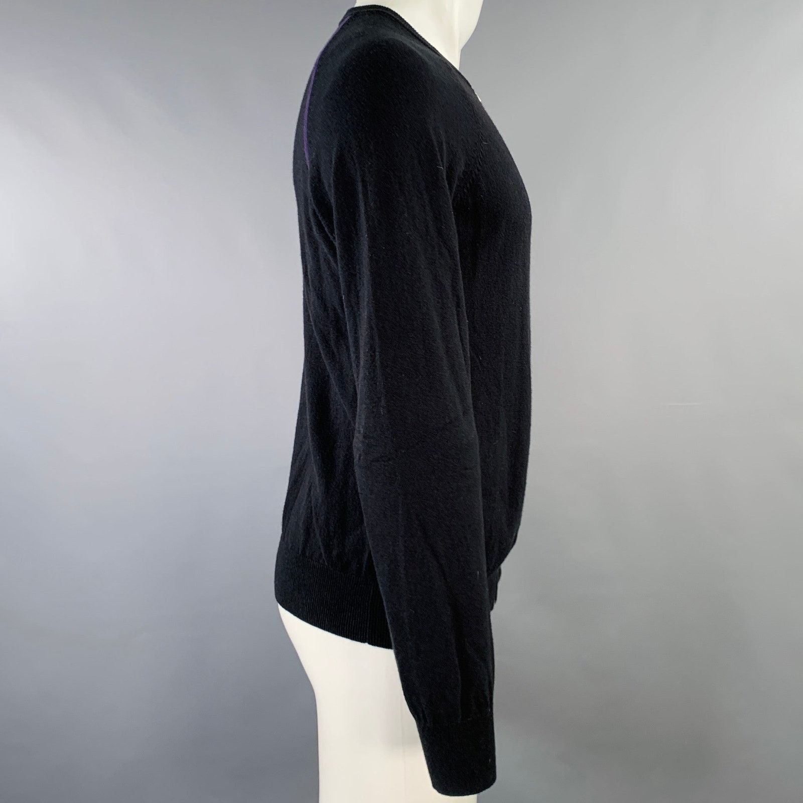 Paul Smith Size S Black Purple Cotton Wool Zip Up Cardigan Size US S / EU 44-46 / 1 - 2 Thumbnail