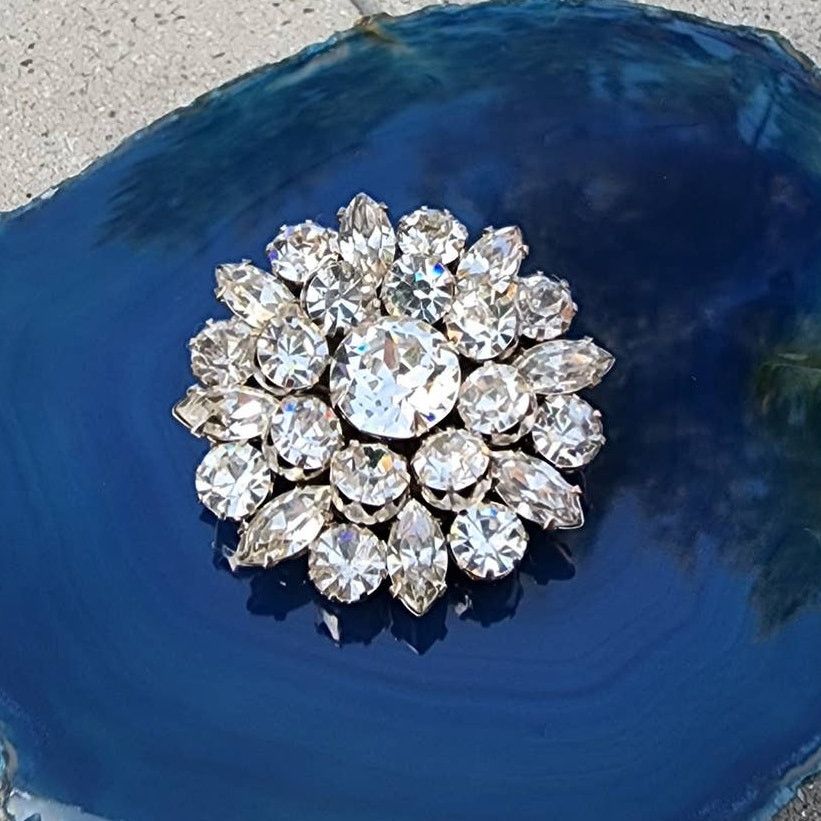 Designer Vintage Signed Weiss Brilliant Ice Rhinestone Cluster Brooch Size ONE SIZE - 7 Thumbnail