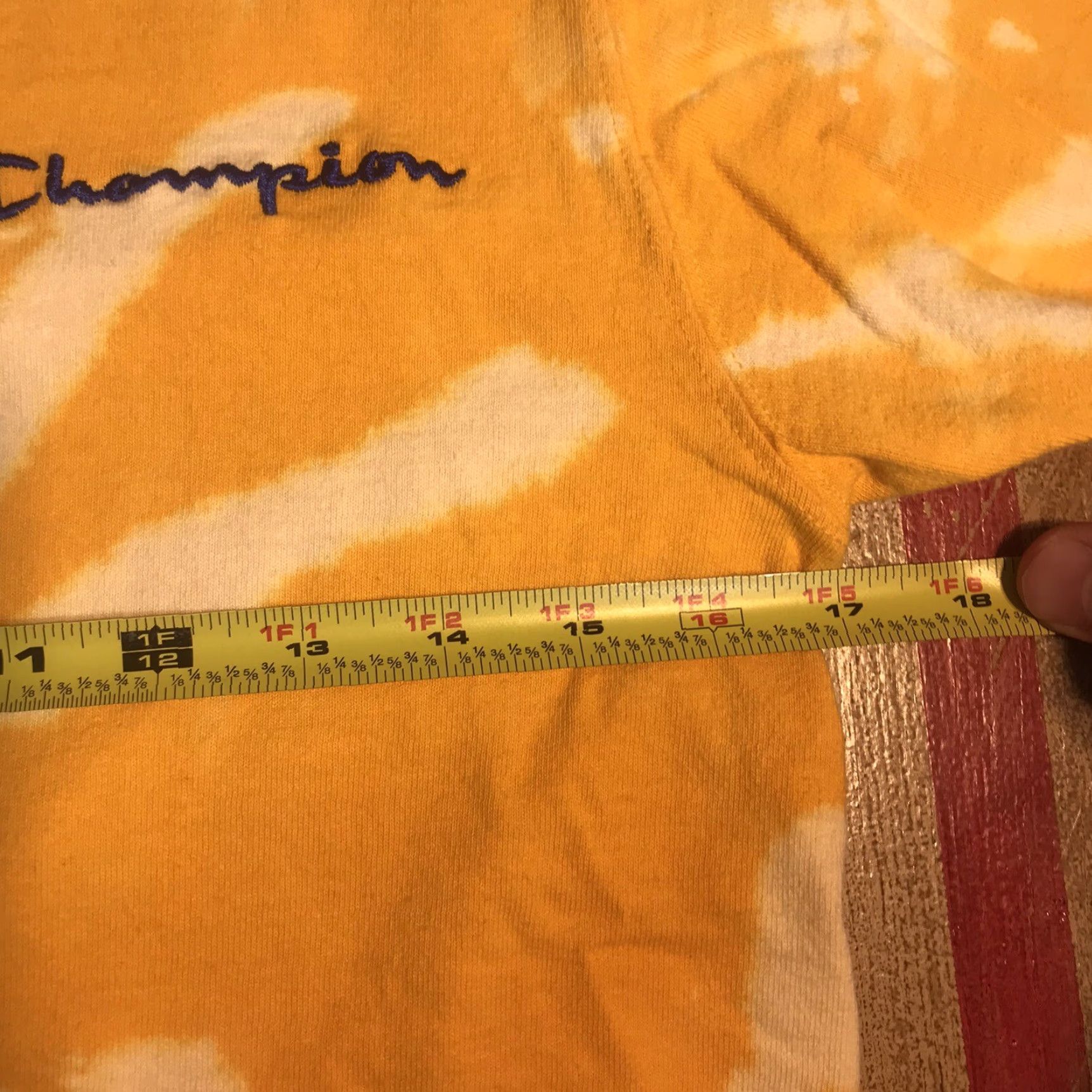 Champion Champion T-Shirt Mens Small Yellow Tie Dye Logo 90s Sports Short Sleeve Crew Neck Vintage No Size US S / EU 44-46 / 1 - 5 Thumbnail