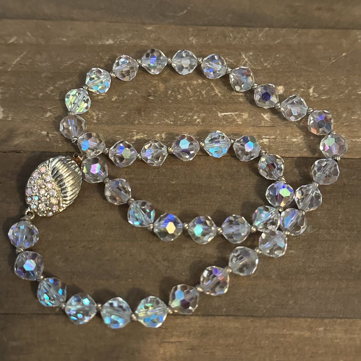 Vintage Vintage faceted Aurora Borealis crystal bead necklace Size ONE SIZE - 4 Thumbnail