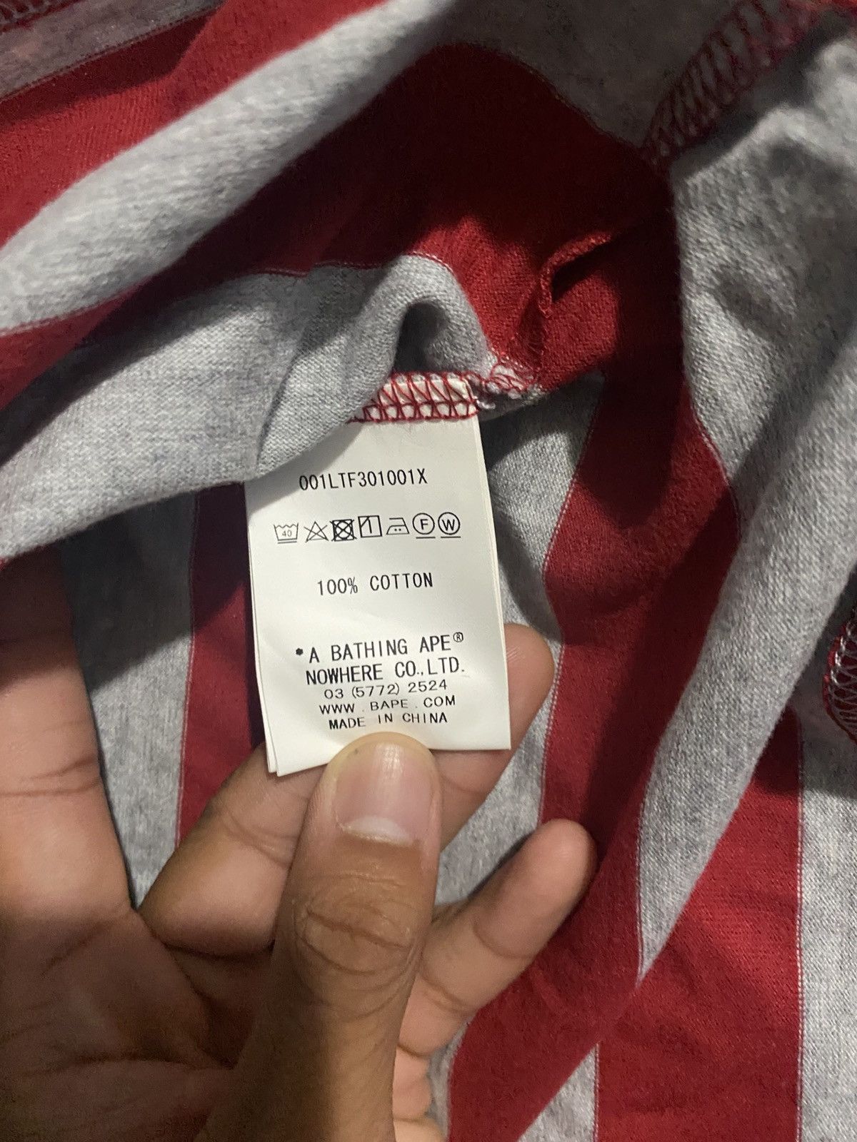 Bape Red and grey stripe bathing ape long sleeve Size US L / EU 52-54 / 3 - 3 Thumbnail