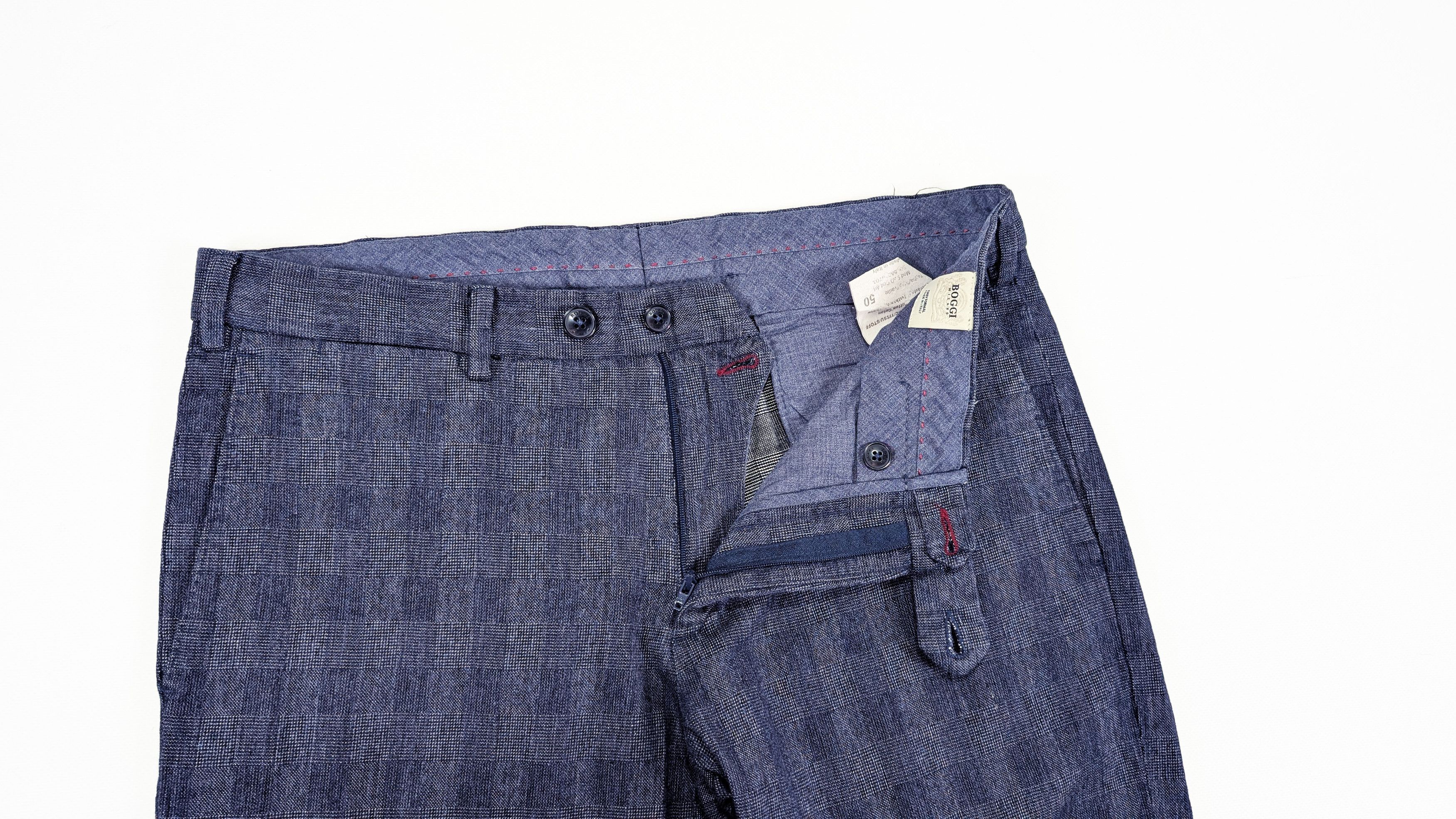 Boggi Boggi Milano Easy Formal Stretch Cotton Checkred Chino Pants Size US 34 / EU 50 - 5 Thumbnail