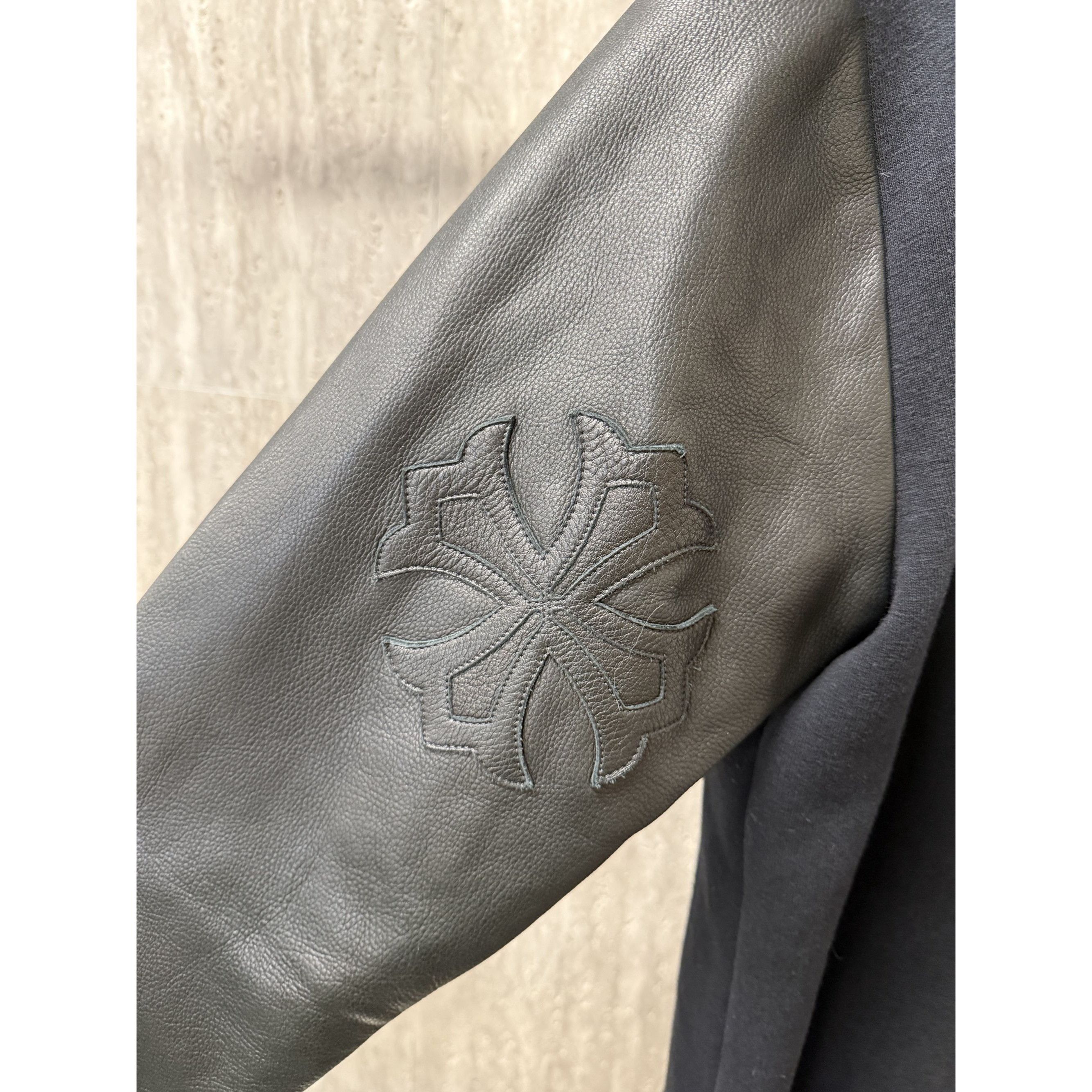 Chrome Hearts Chrome Hearts Black Hoodie W/ Leather Sleeves & Gothic Cross Size L / US 10 / IT 46 - 14 Thumbnail
